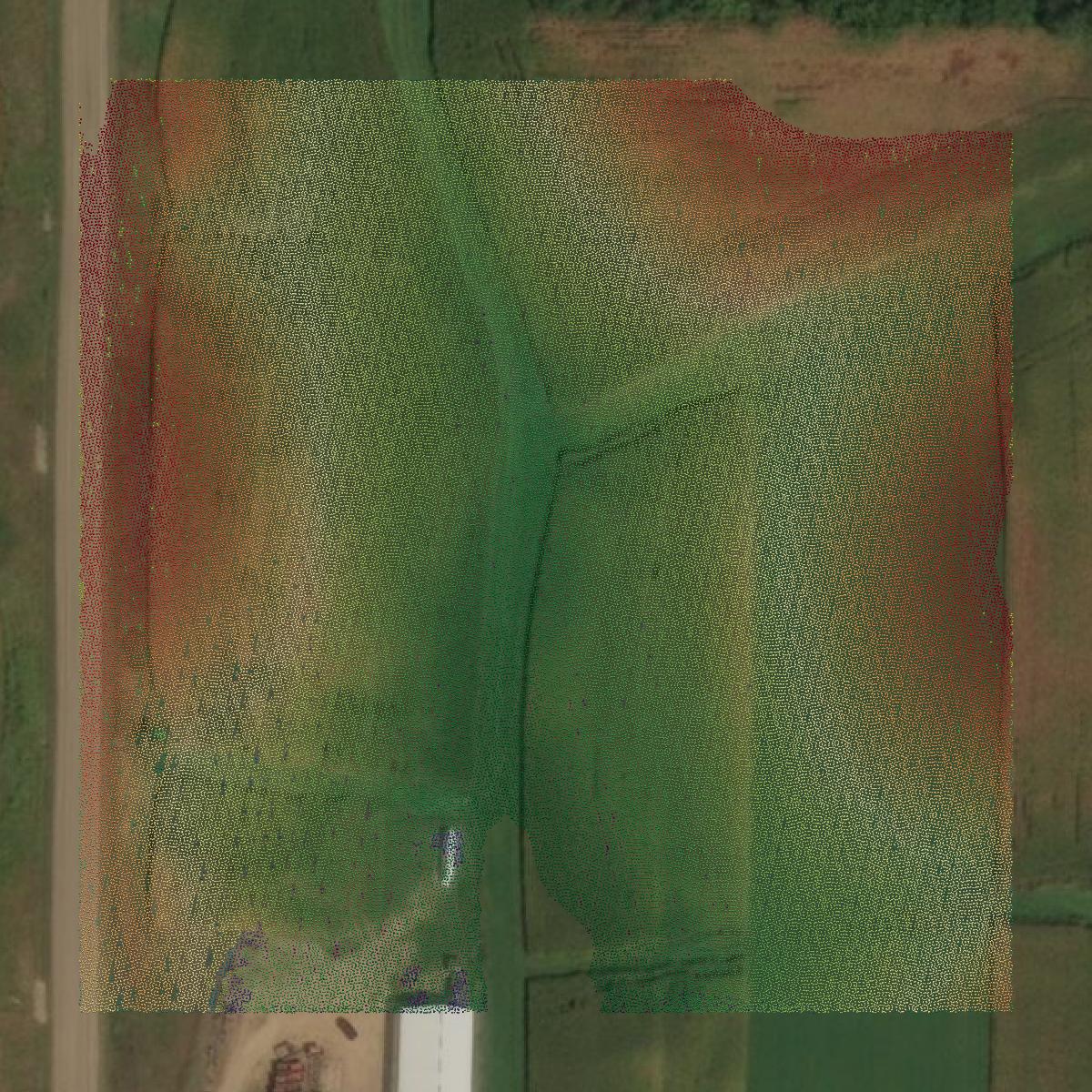 This image shows a LiDAR point cloud in Green County created using GIS data in Equator.