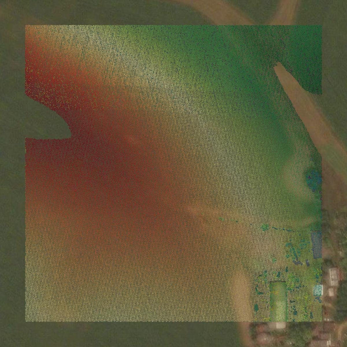 This image shows a LiDAR point cloud in Green County created using GIS data in Equator.