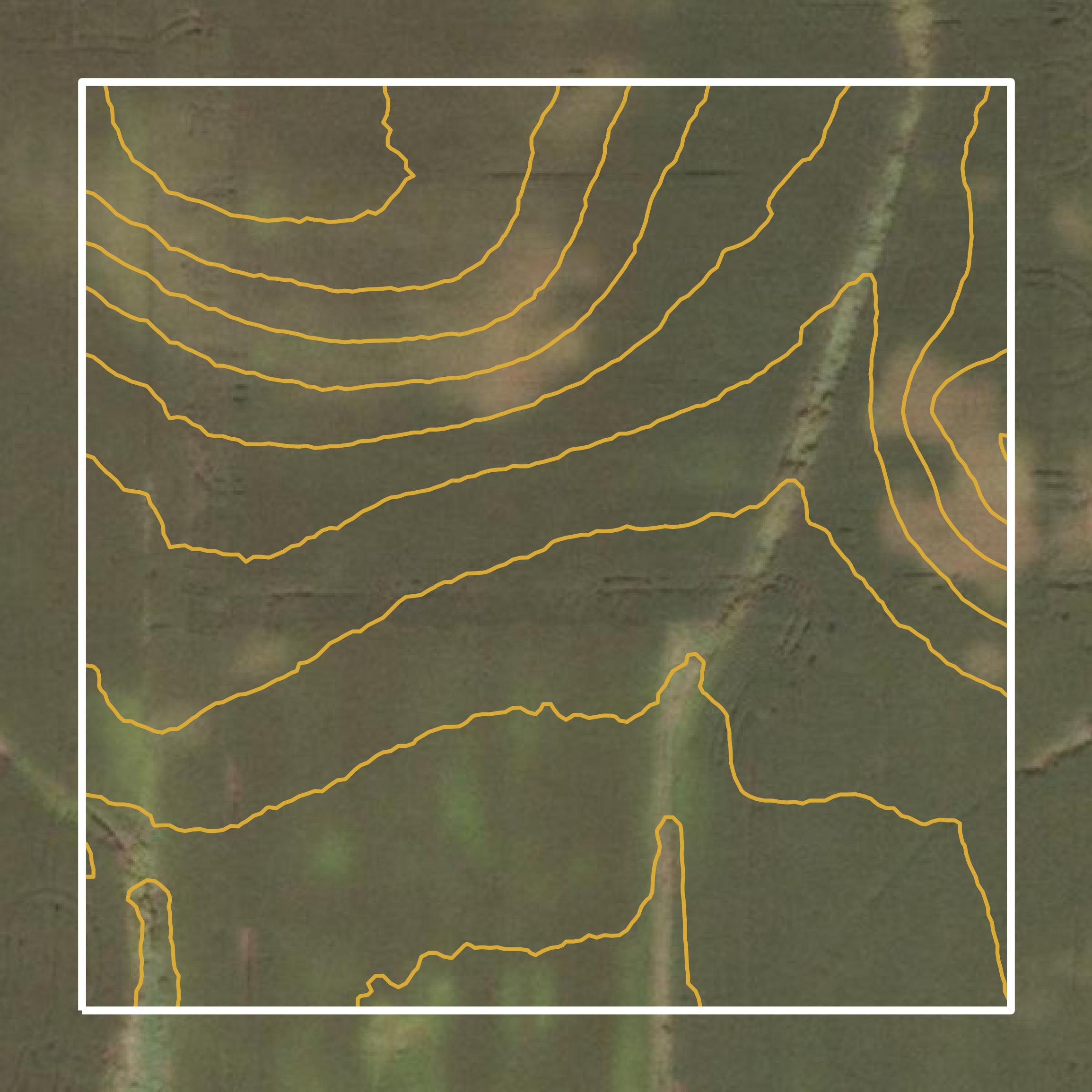 This image shows a contour map in Green Lake County created using GIS data in Equator.
