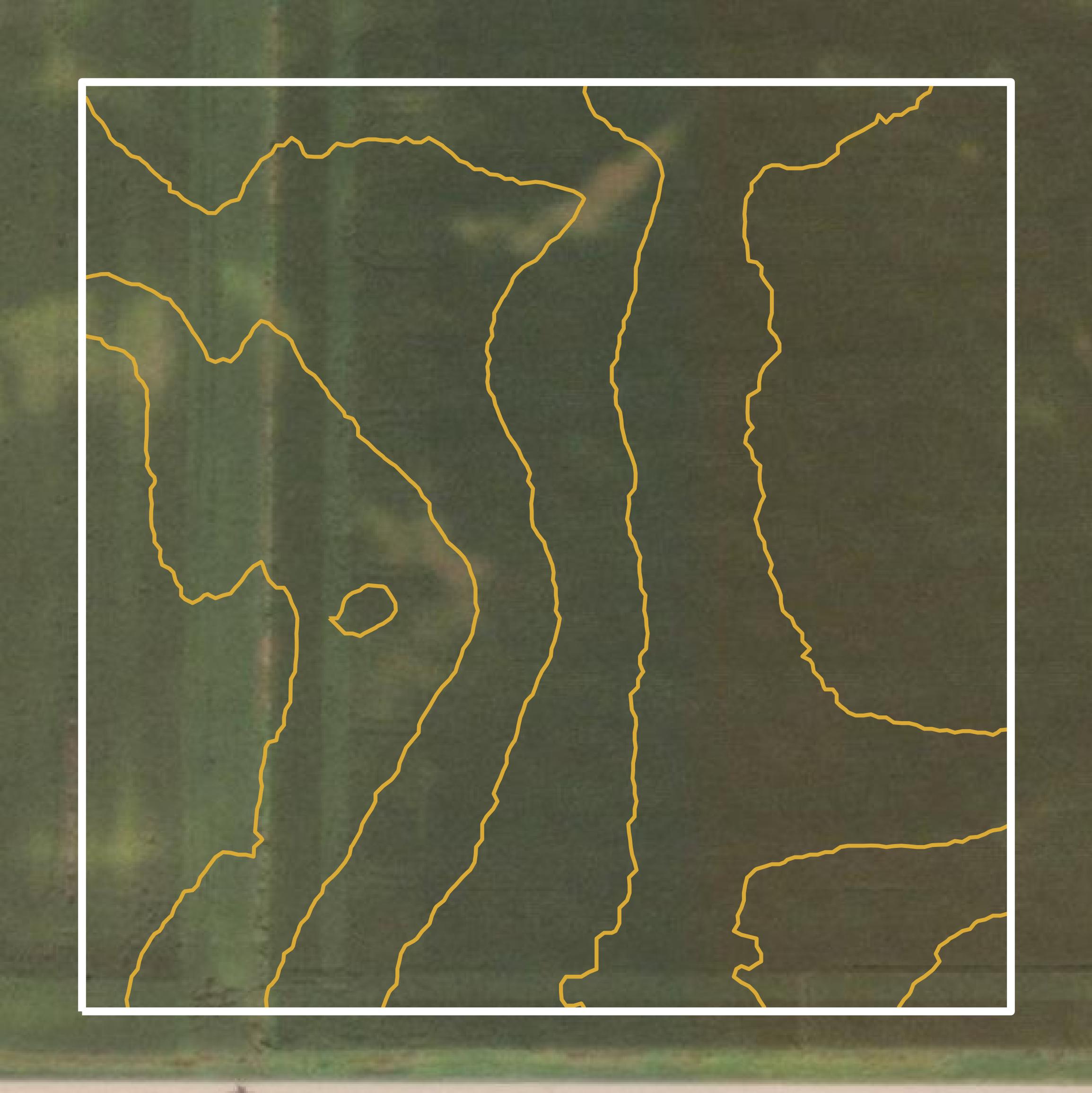 This image shows a contour map in Green Lake County created using GIS data in Equator.