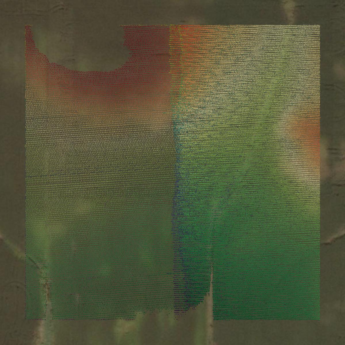 This image shows a LiDAR point cloud in Green Lake County created using GIS data in Equator.