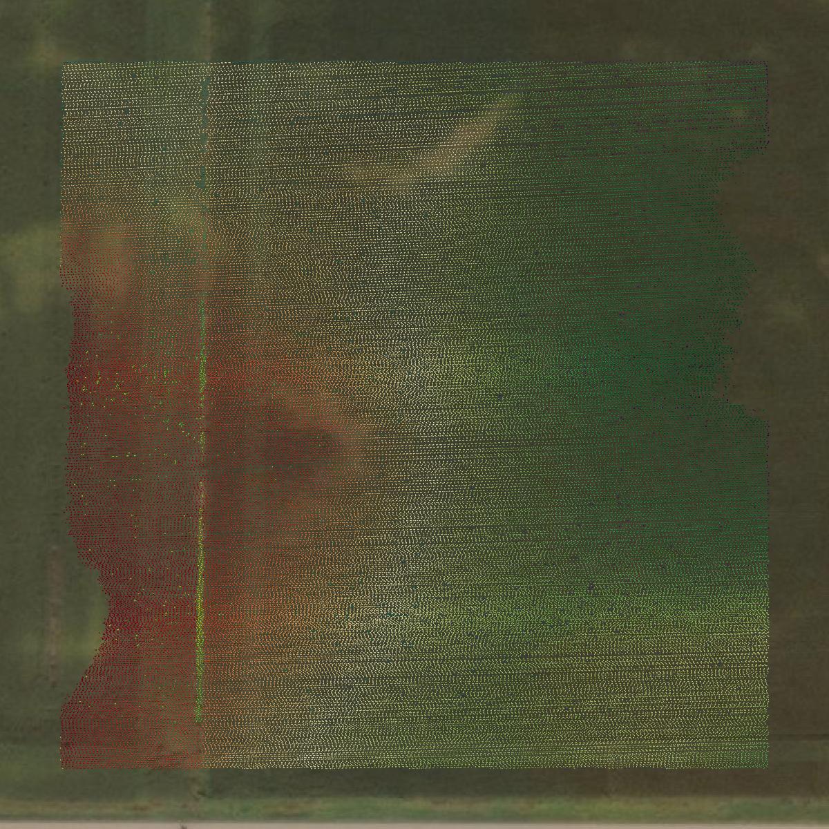 This image shows a LiDAR point cloud in Green Lake County created using GIS data in Equator.