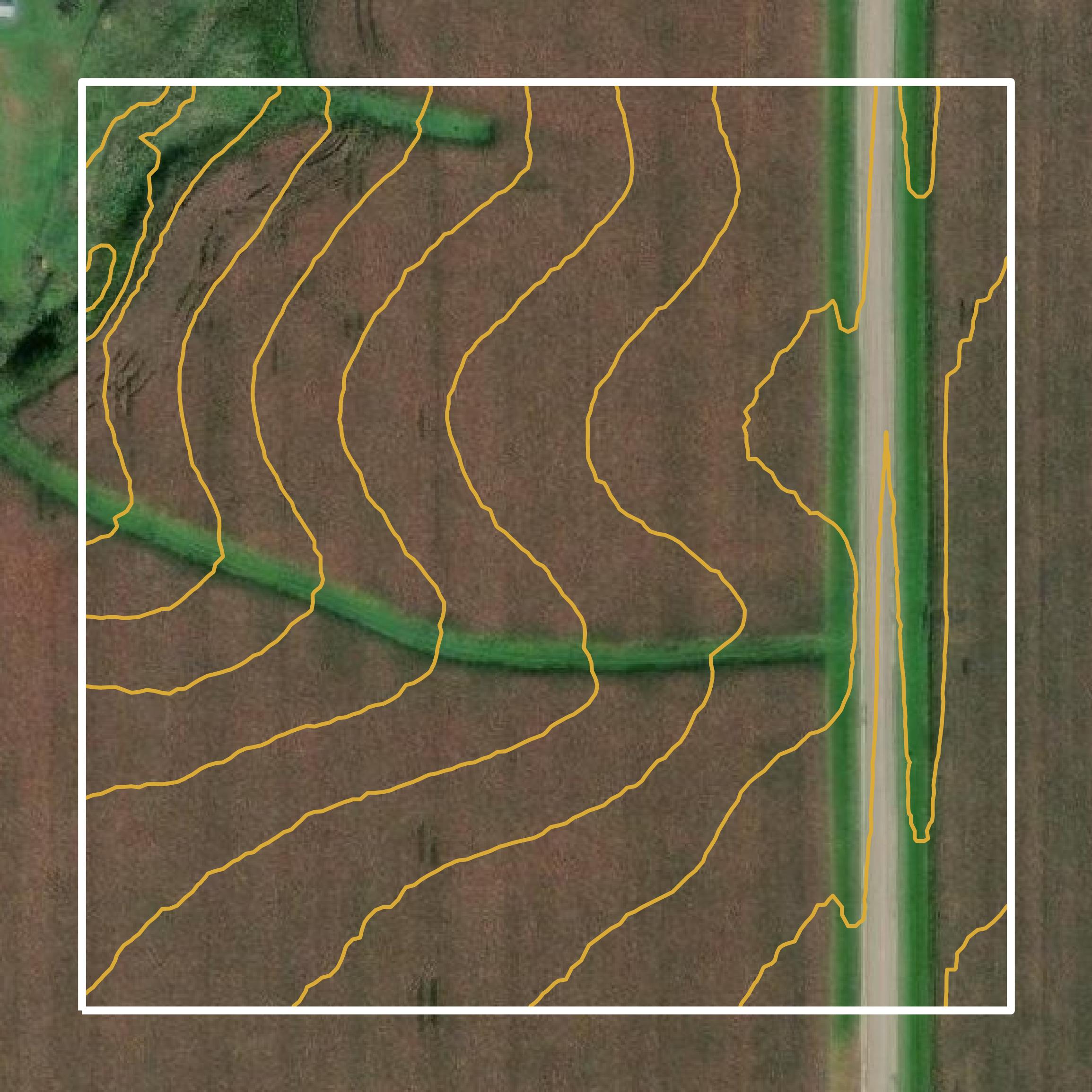 This image shows a contour map in Iowa County created using GIS data in Equator.
