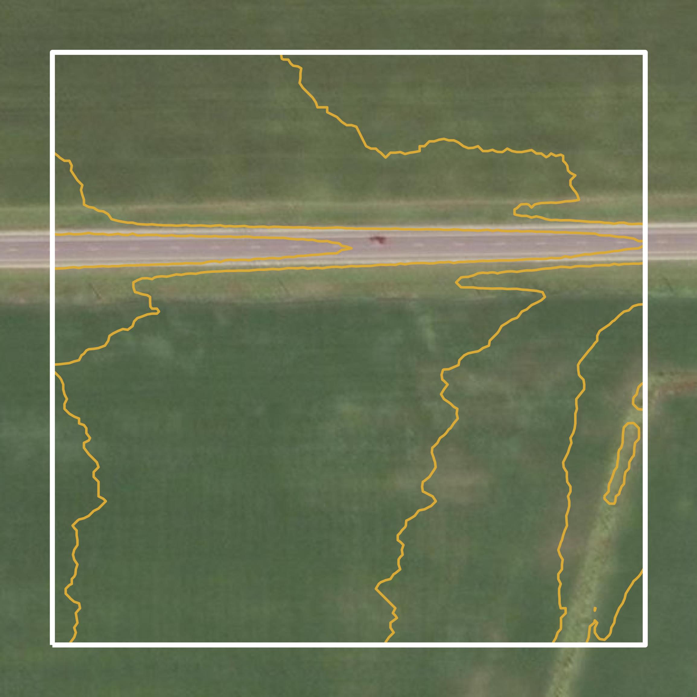 This image shows a contour map in Juneau County created using GIS data in Equator.