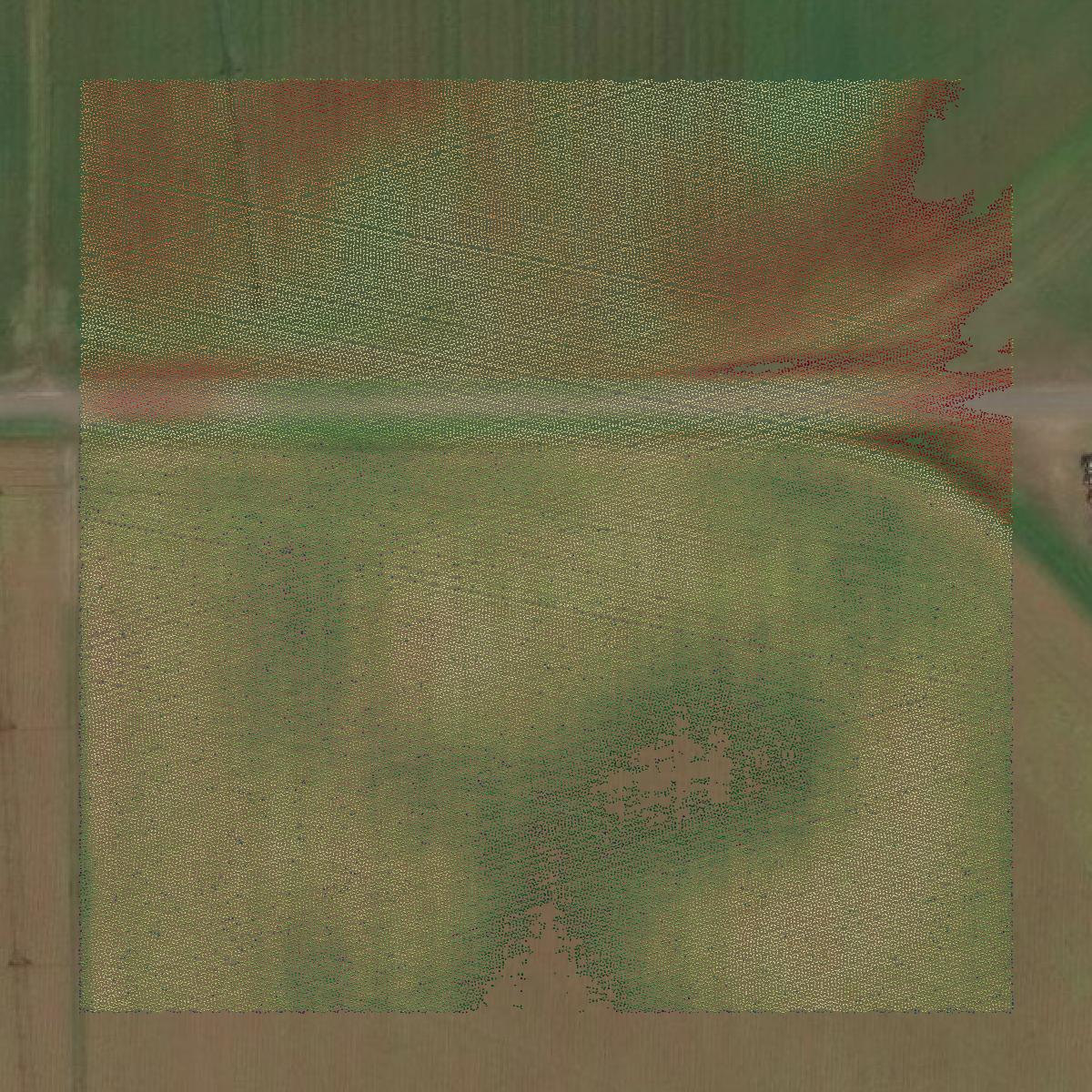 This image shows a LiDAR point cloud in Juneau County created using GIS data in Equator.