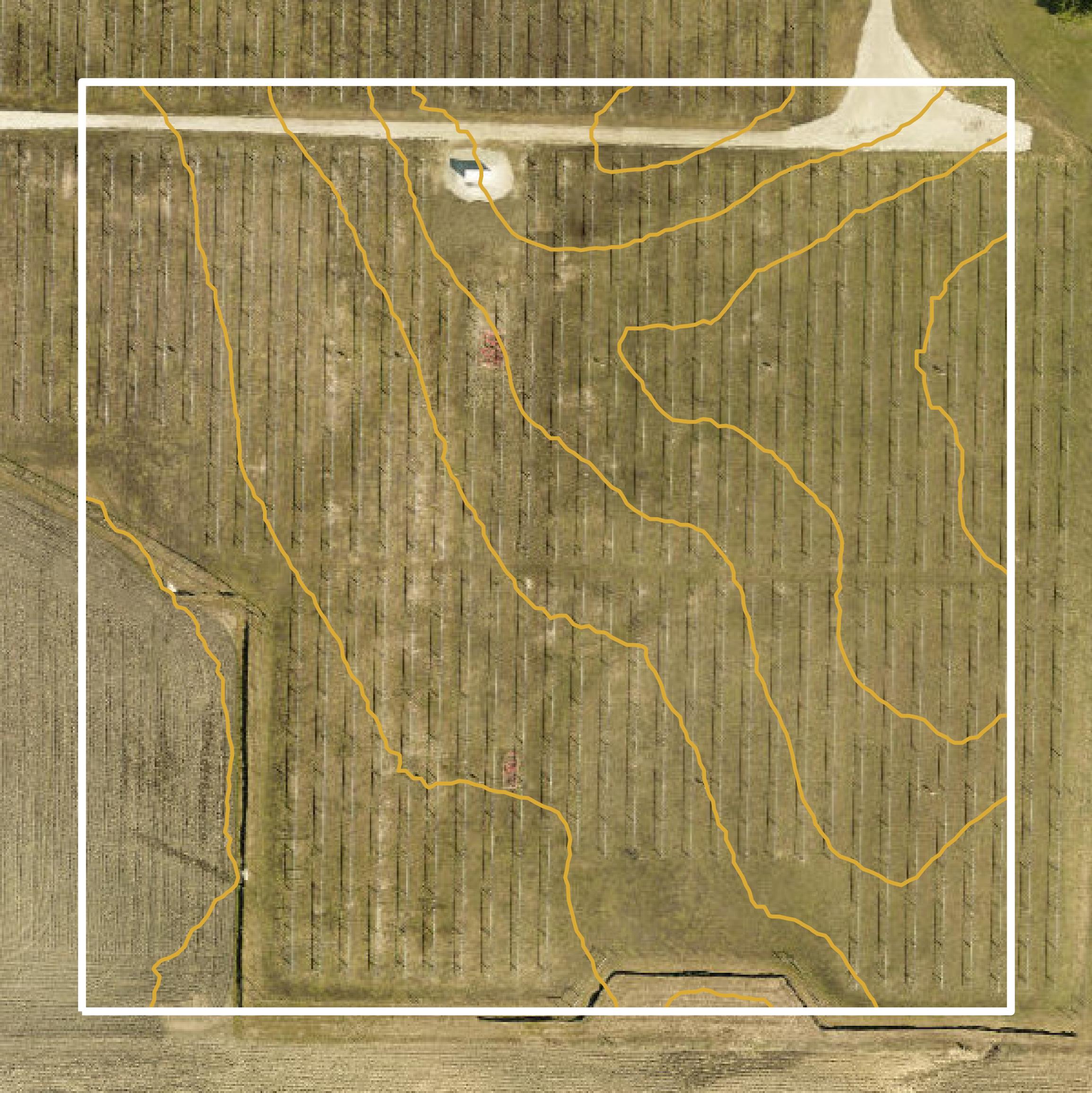 This image shows a contour map in Kenosha County created using GIS data in Equator.
