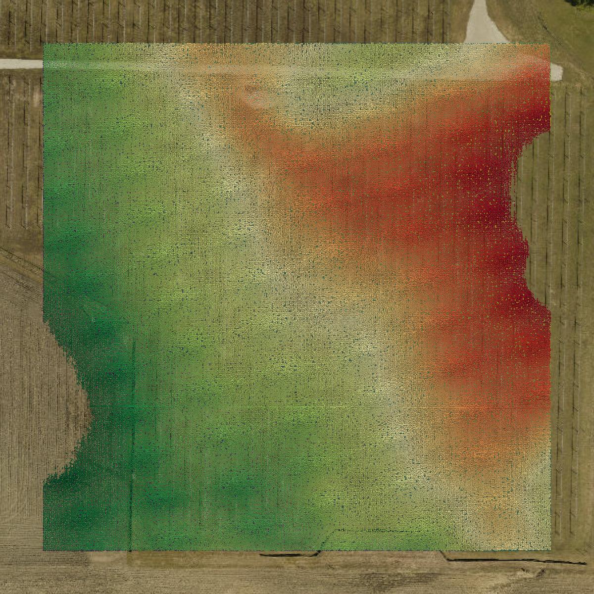 This image shows a LiDAR point cloud in Kenosha County created using GIS data in Equator.