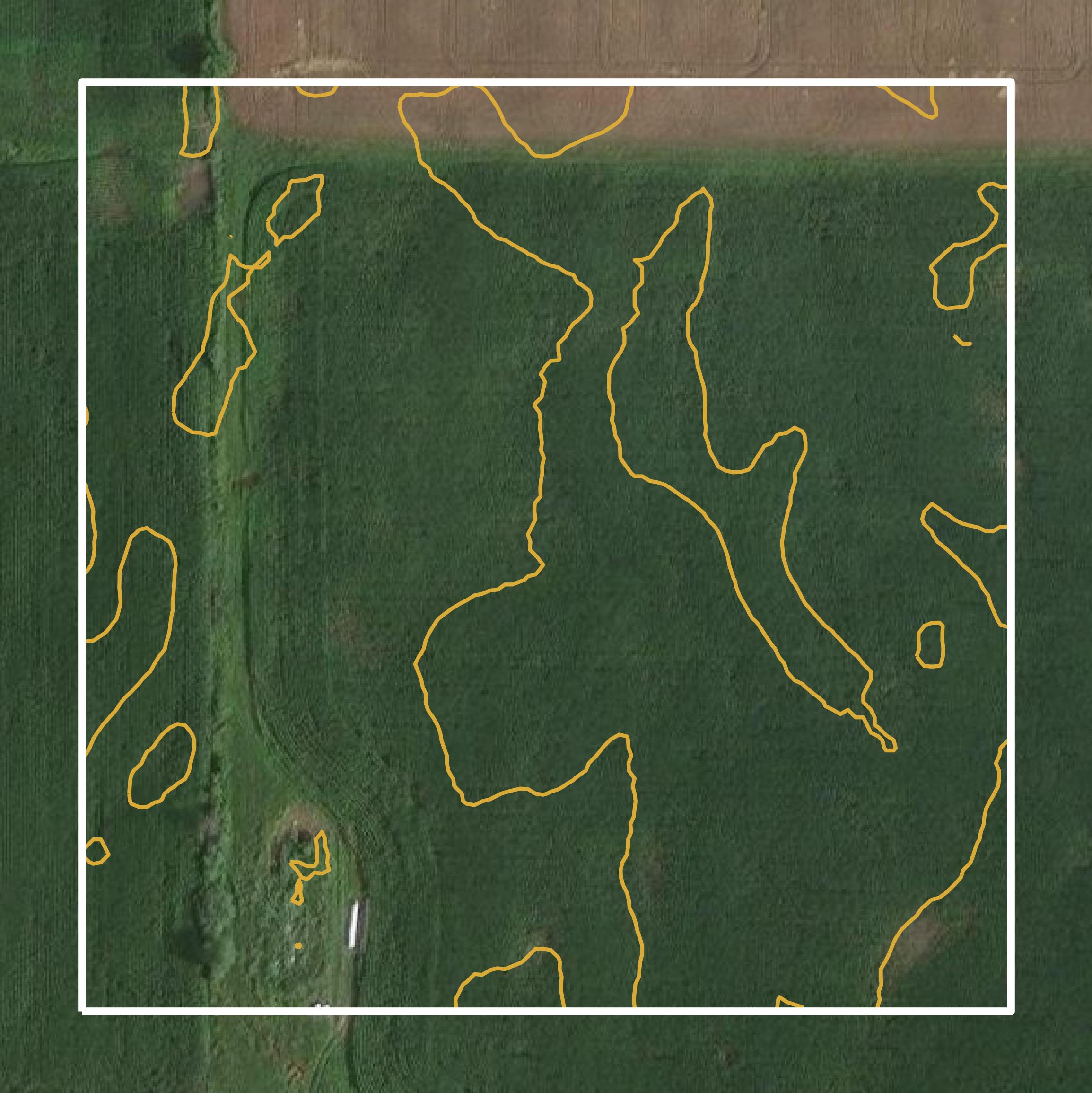 This image shows a contour map in Kewaunee County created using GIS data in Equator.