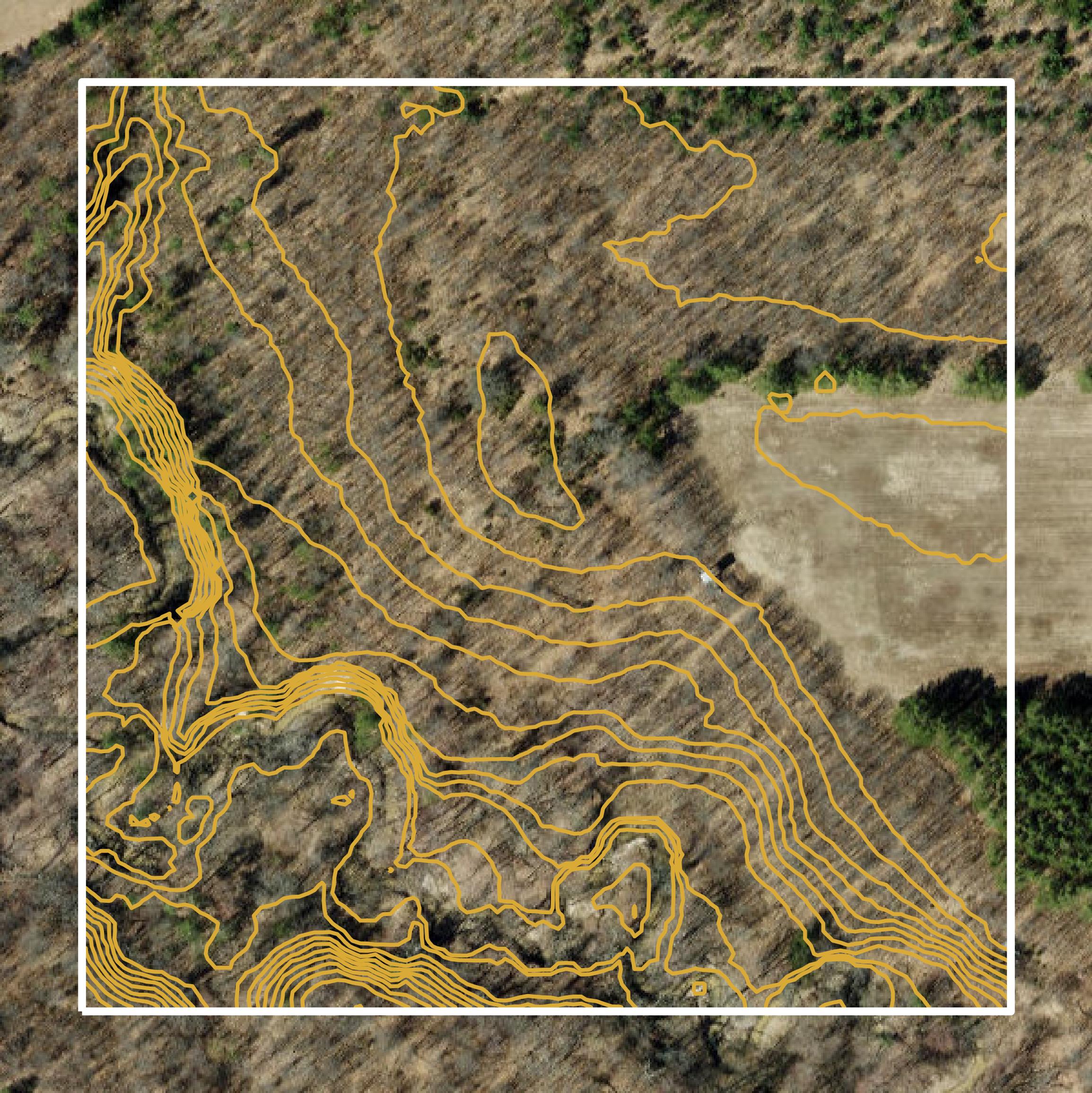 This image shows a contour map in La Crosse County created using GIS data in Equator.