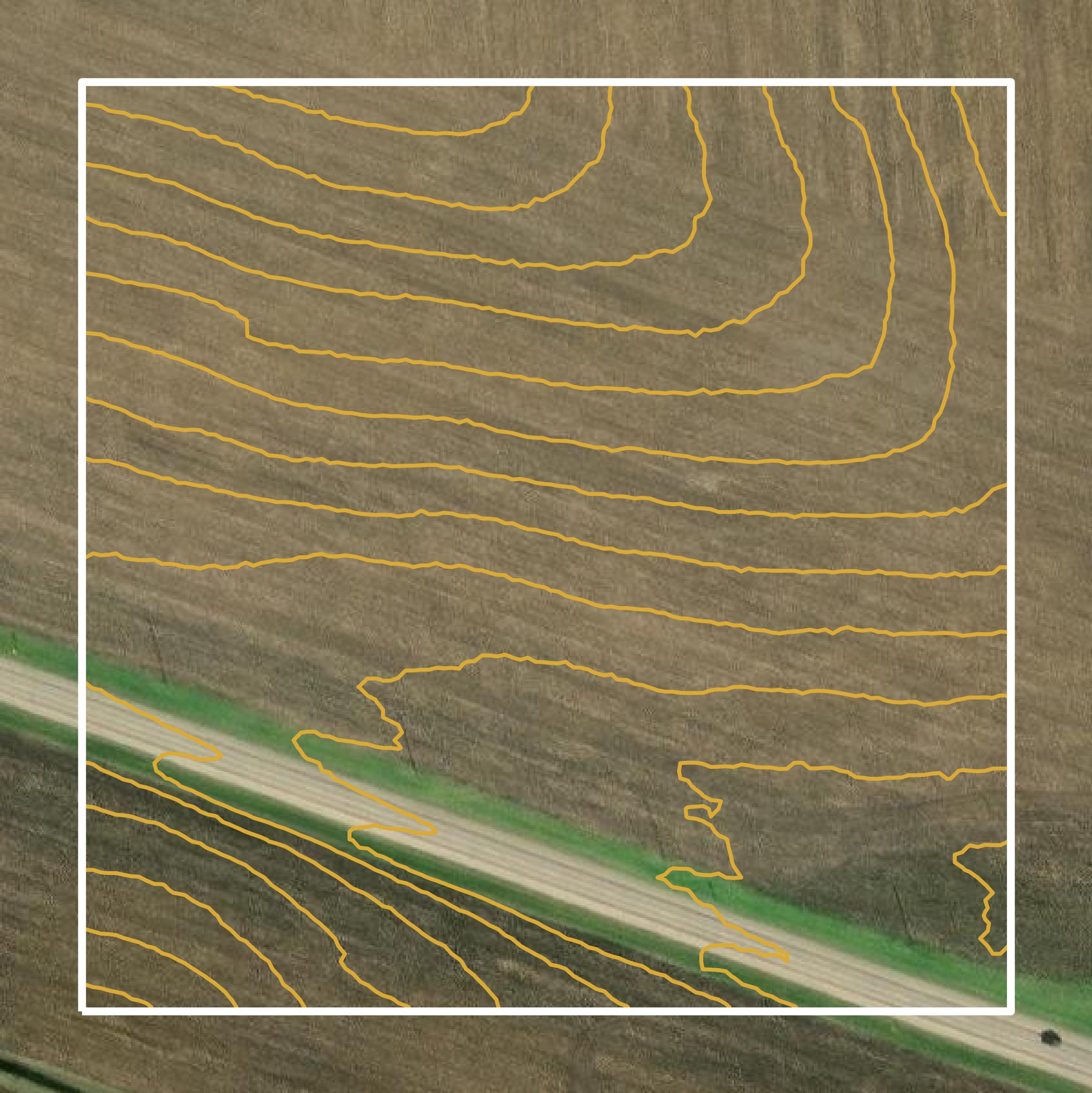 This image shows a contour map in Lafayette County created using GIS data in Equator.