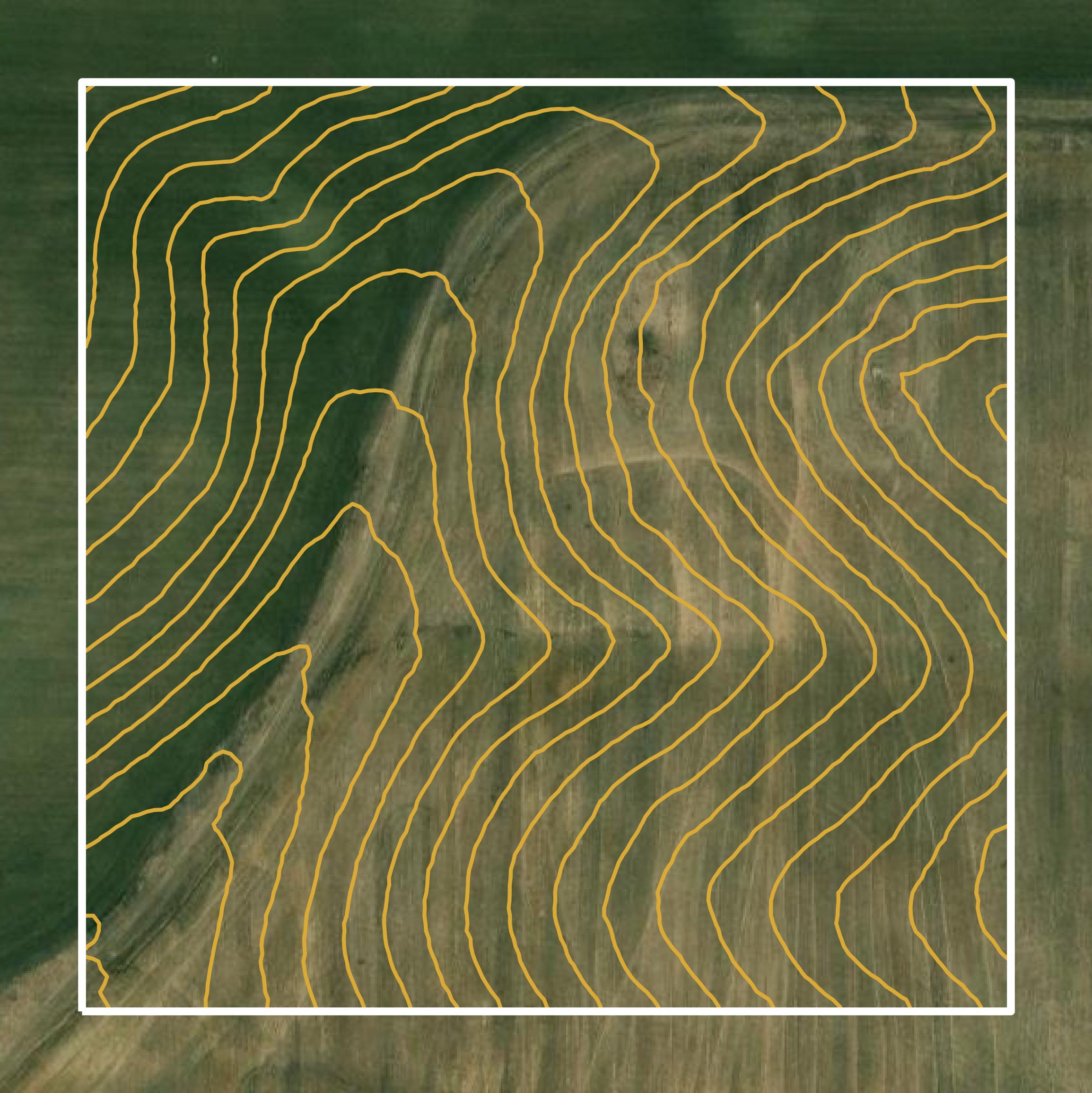 This image shows a contour map in Lafayette County created using GIS data in Equator.