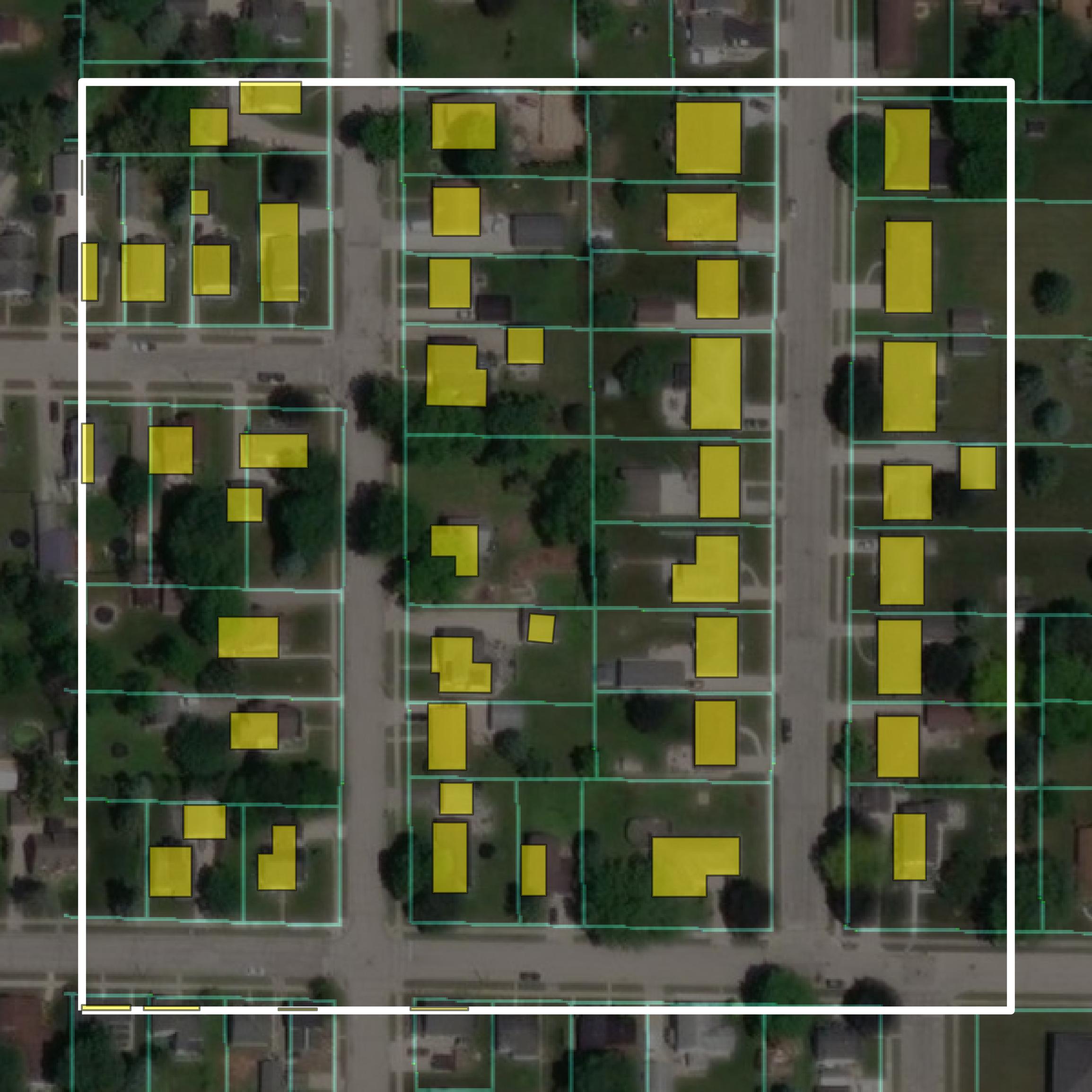 This image shows parcel and building data in Manitowoc County created using GIS data in Equator.