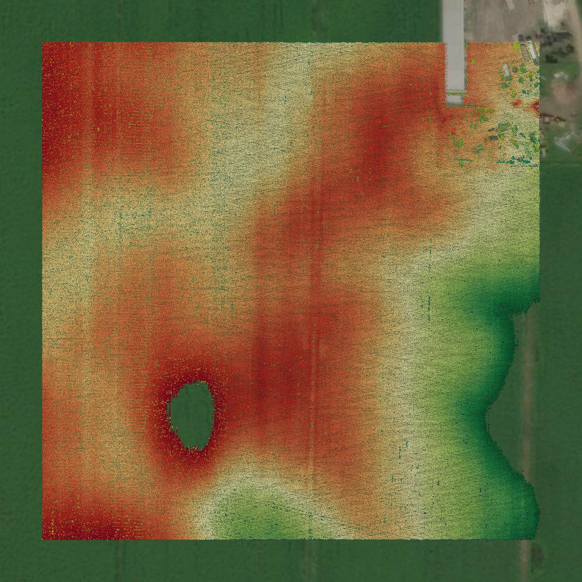This image shows a LiDAR point cloud in Manitowoc County created using GIS data in Equator.