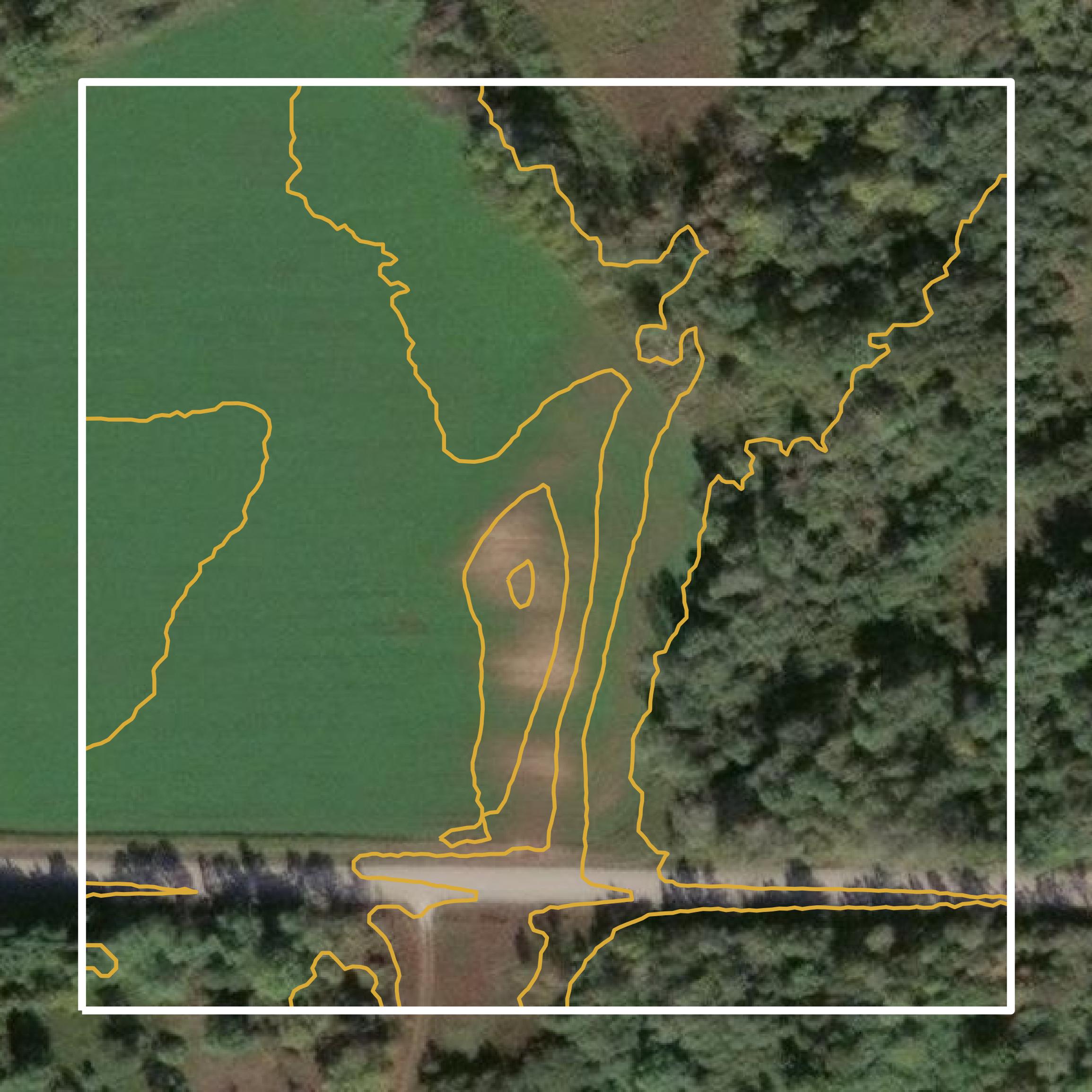 This image shows a contour map in Marinette County created using GIS data in Equator.
