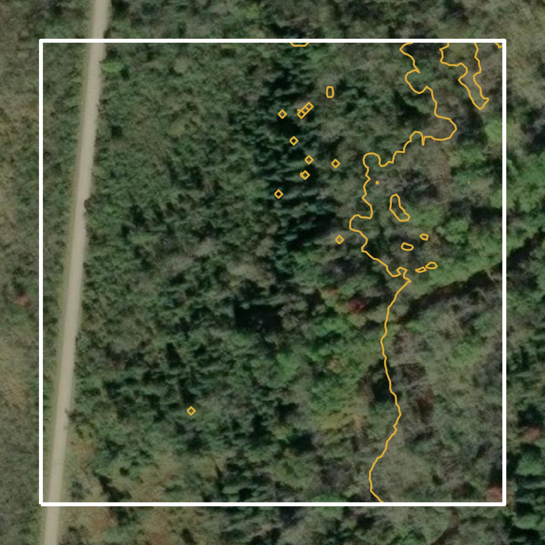 This image shows a contour map in Marinette County created using GIS data in Equator.