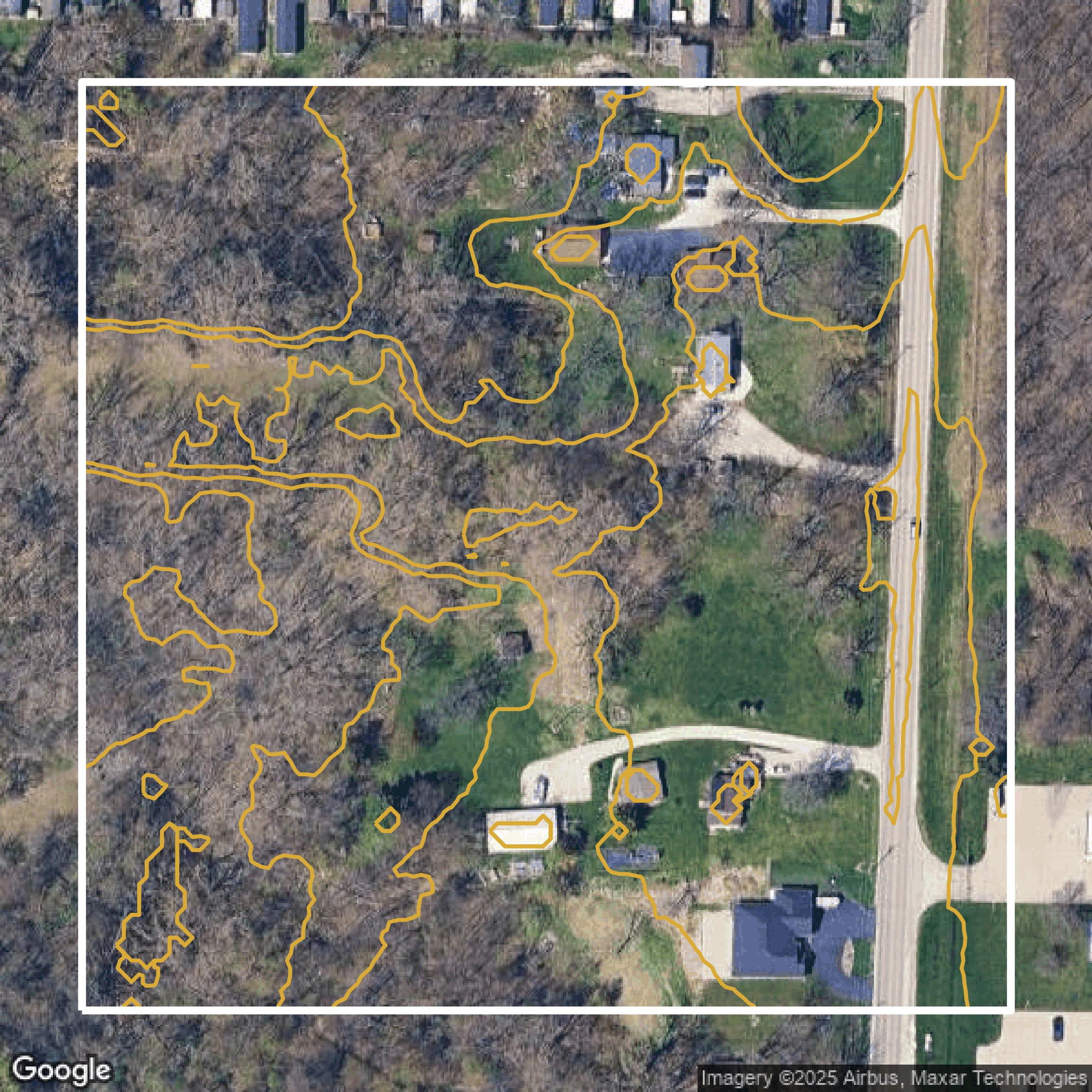 This image shows a contour map in Milwaukee County created using GIS data in Equator.