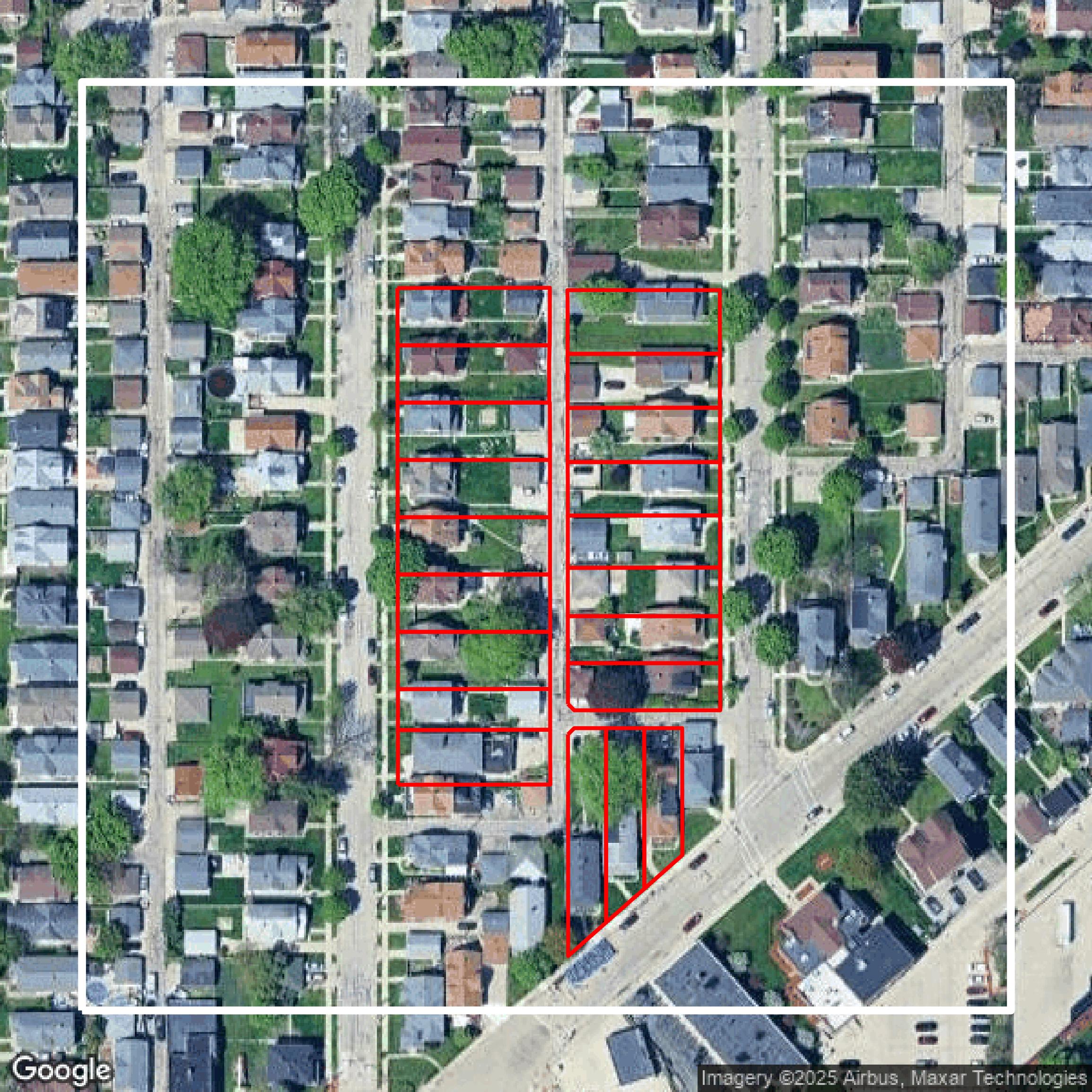 This image shows parcel data in Milwaukee County created using GIS data in Equator.