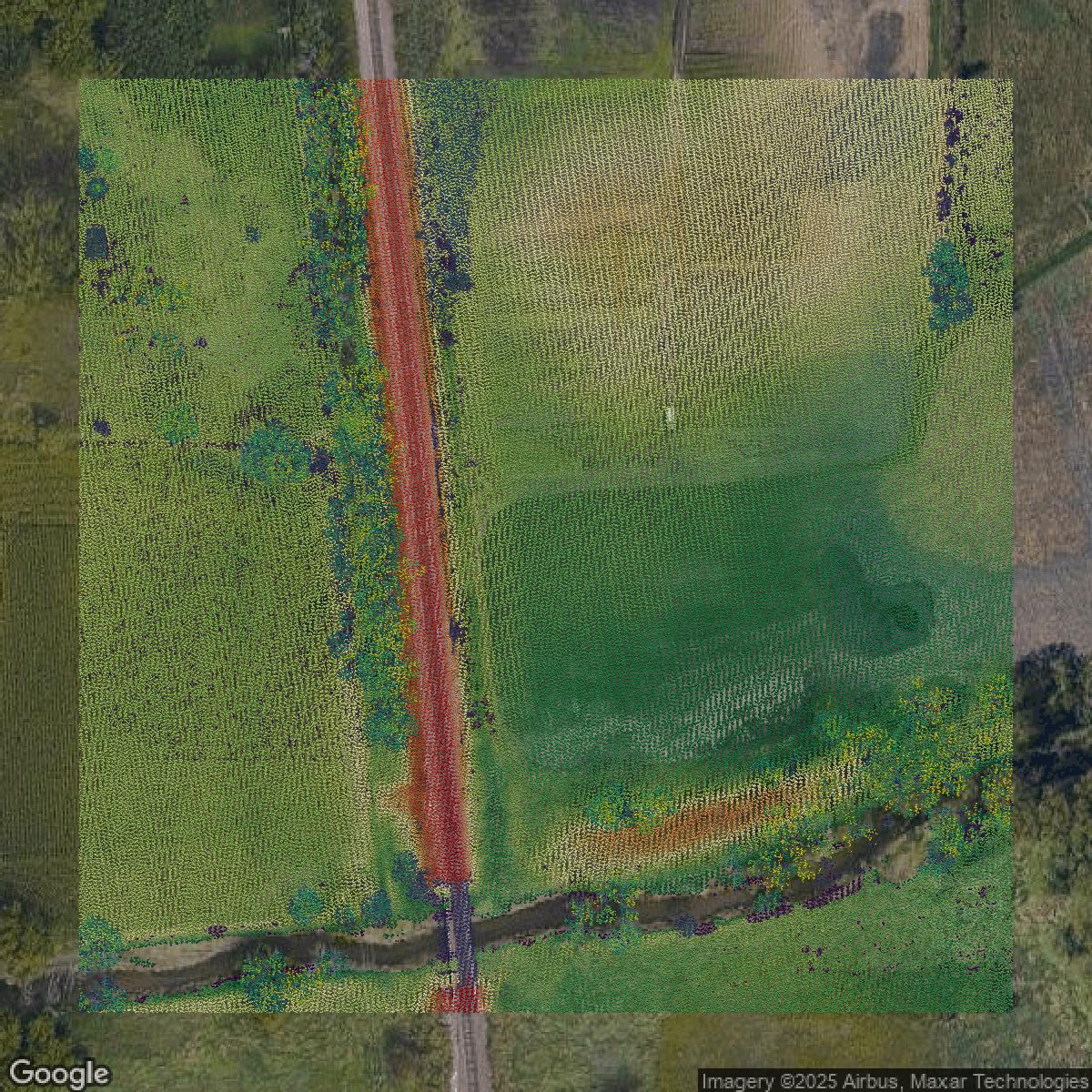 This image shows a LiDAR point cloud in Milwaukee County created using GIS data in Equator.