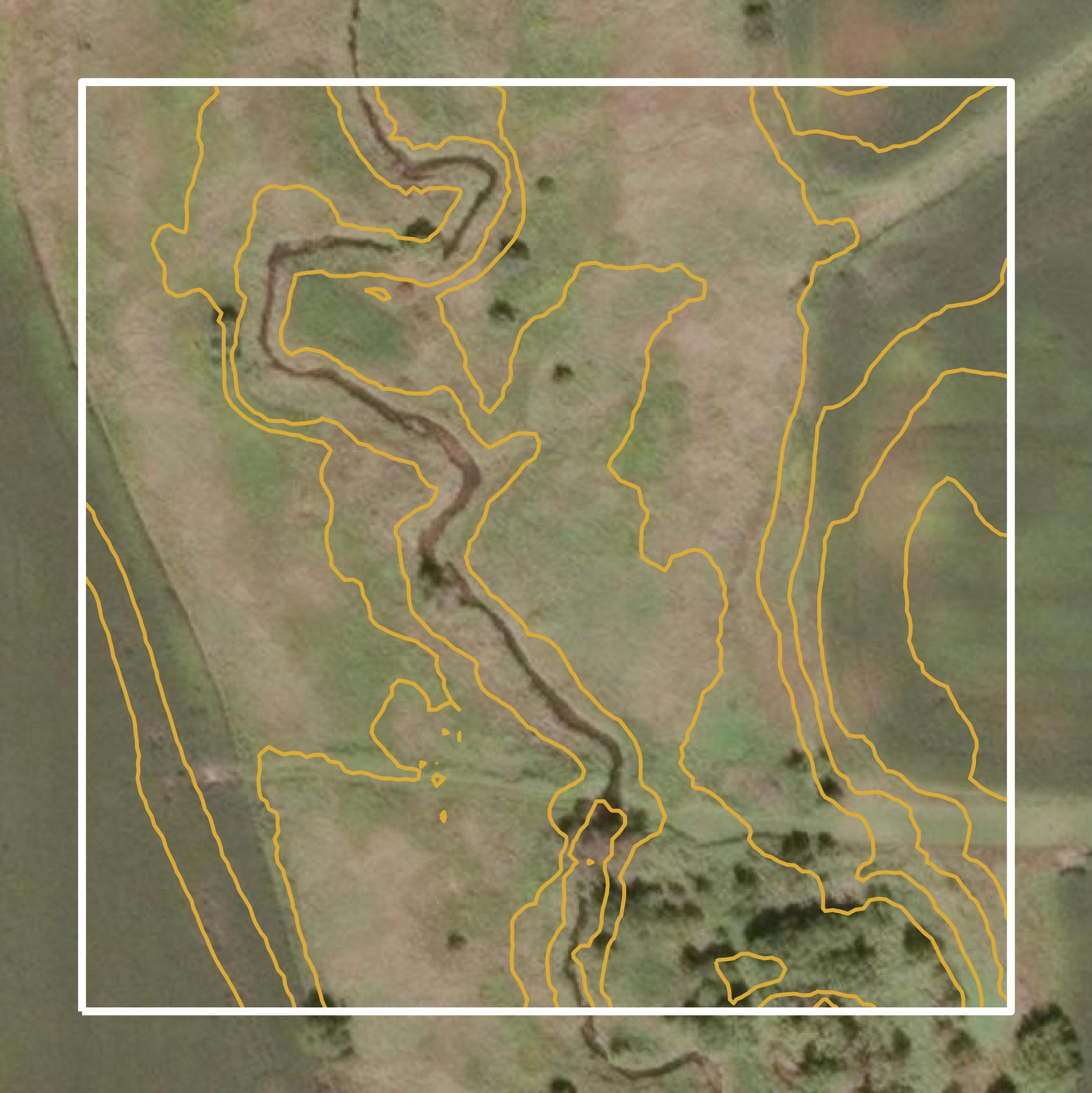 This image shows a contour map in Monroe County created using GIS data in Equator.