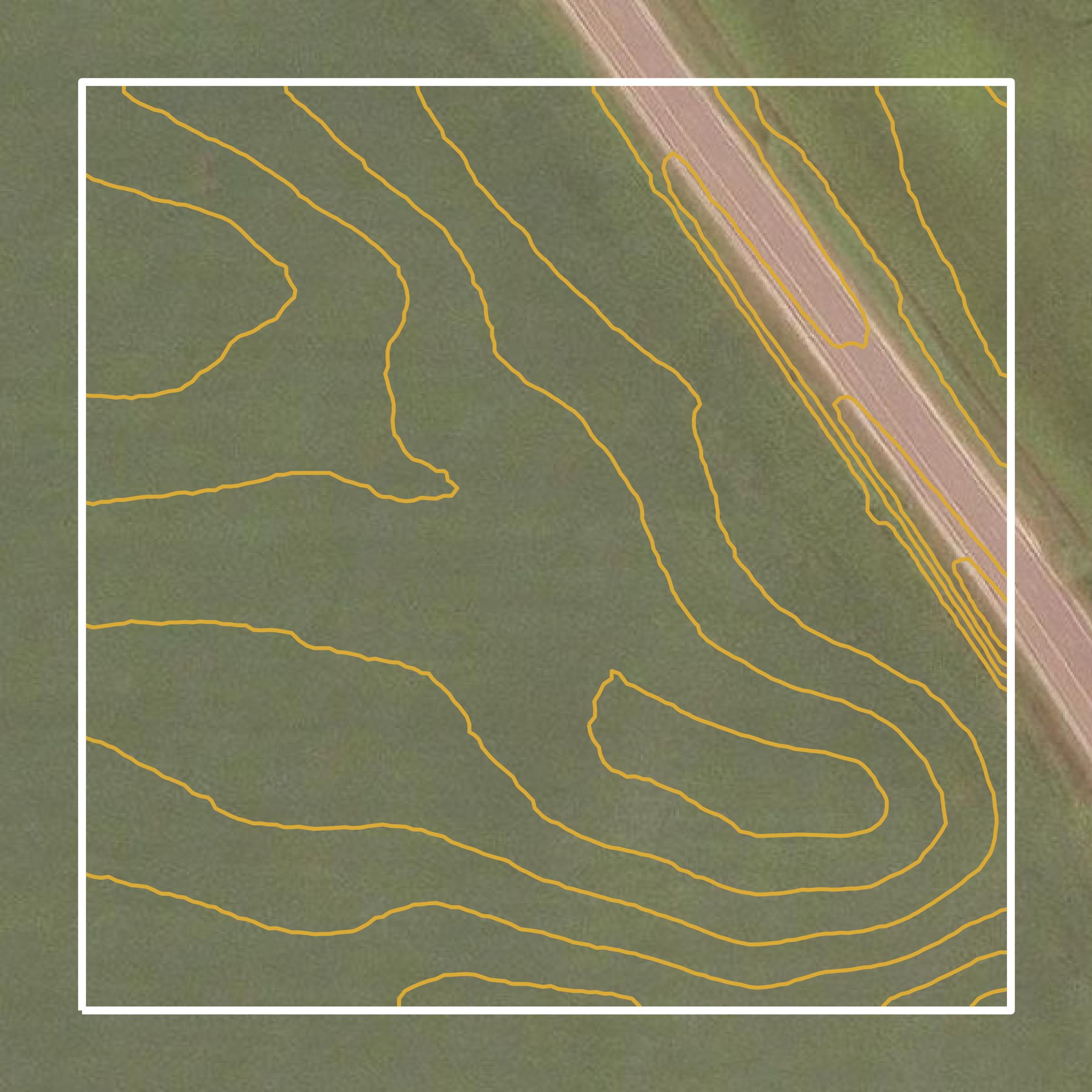 This image shows a contour map in Monroe County created using GIS data in Equator.