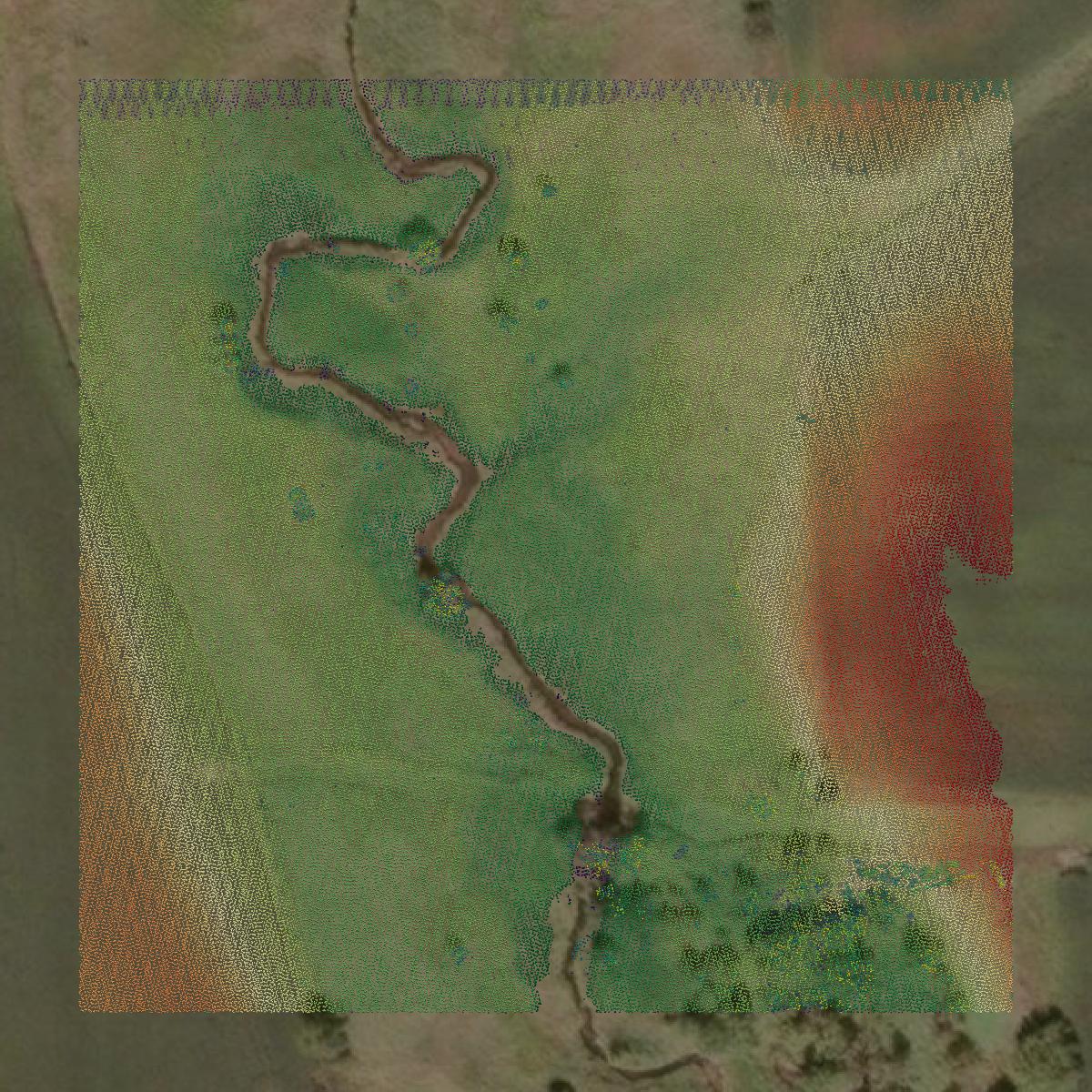 This image shows a LiDAR point cloud in Monroe County created using GIS data in Equator.