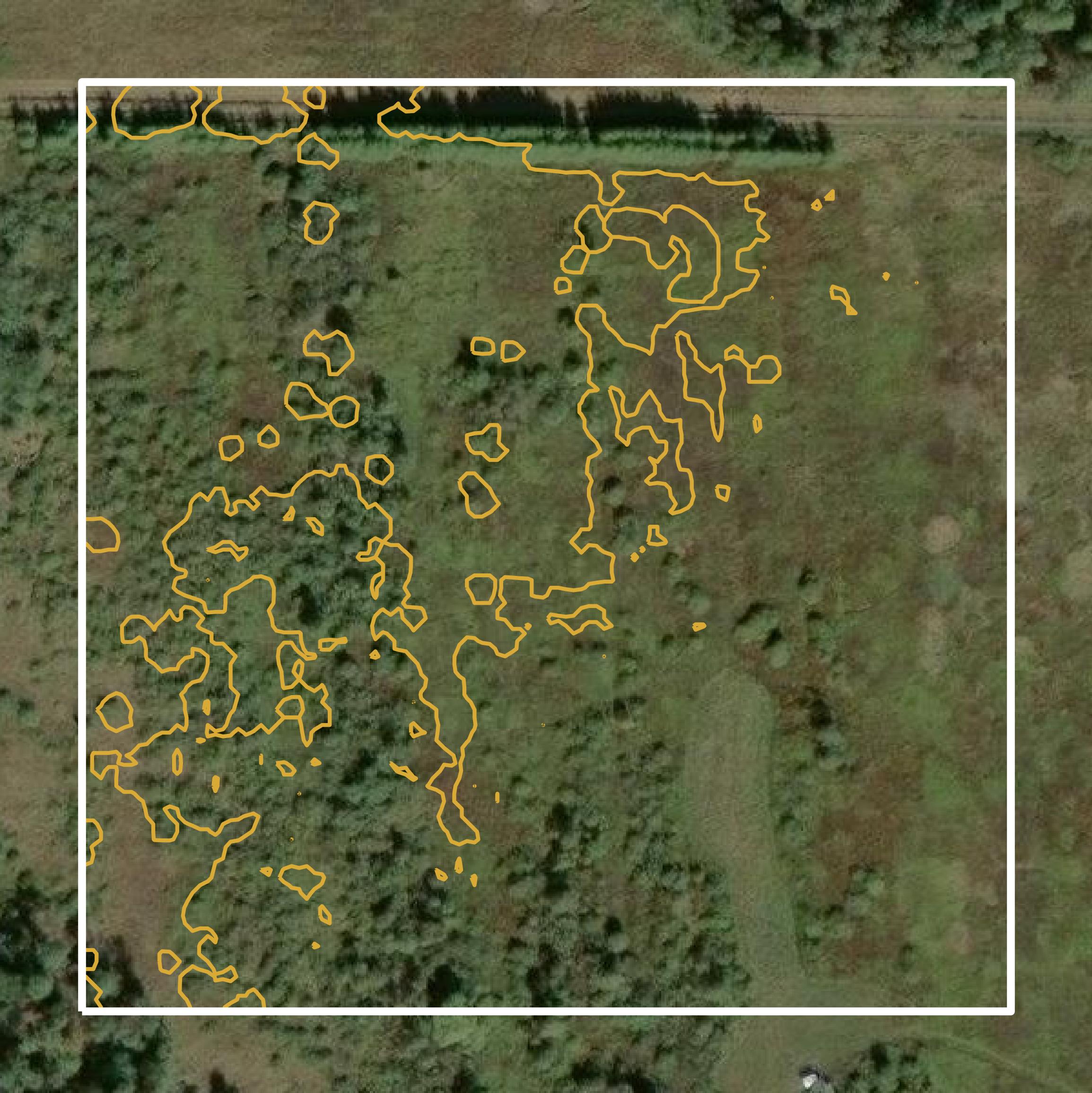 This image shows a contour map in Oconto County created using GIS data in Equator.