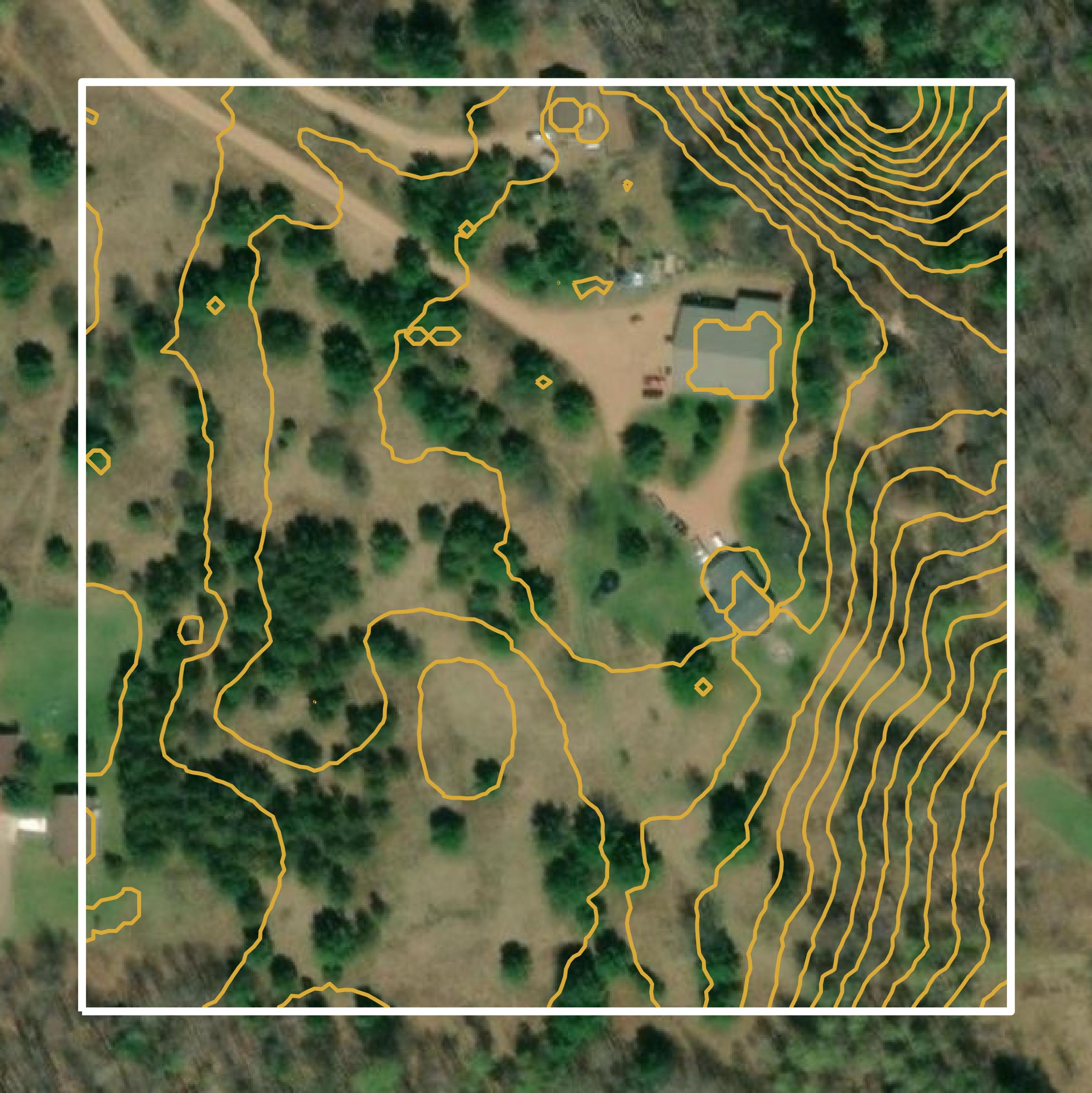 This image shows a contour map in Oneida County created using GIS data in Equator.
