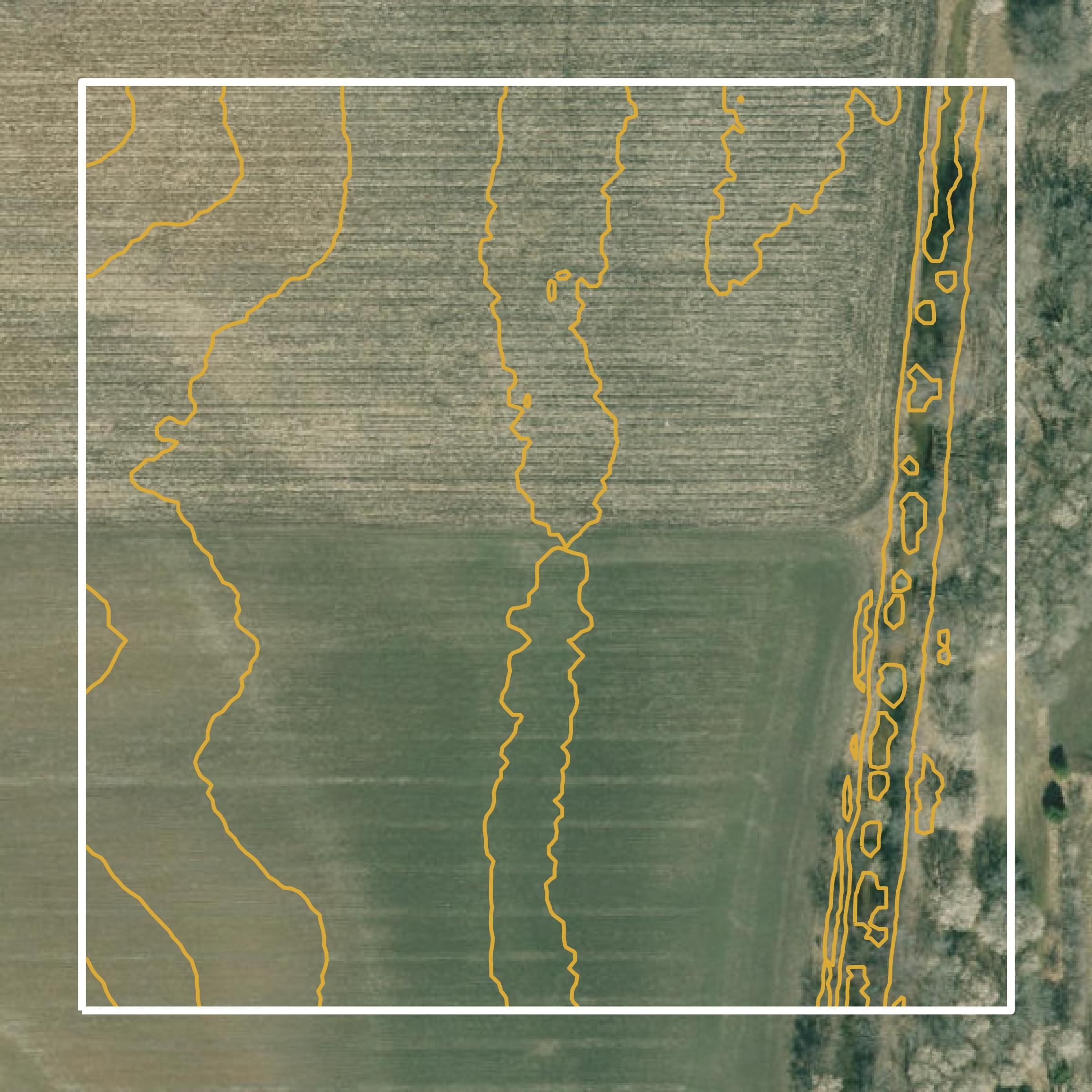 This image shows a contour map in Ozaukee County created using GIS data in Equator.