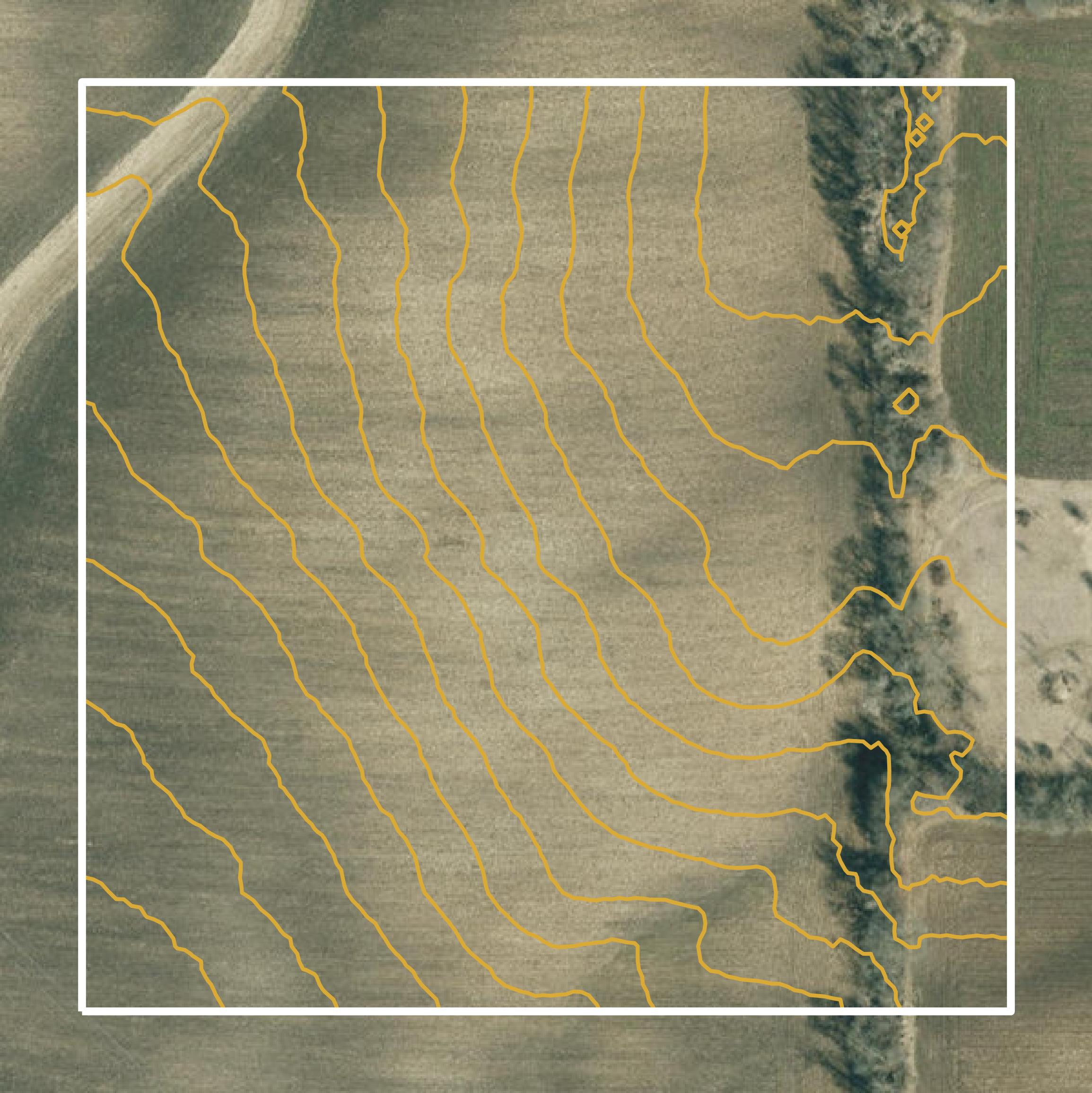 This image shows a contour map in Racine County created using GIS data in Equator.