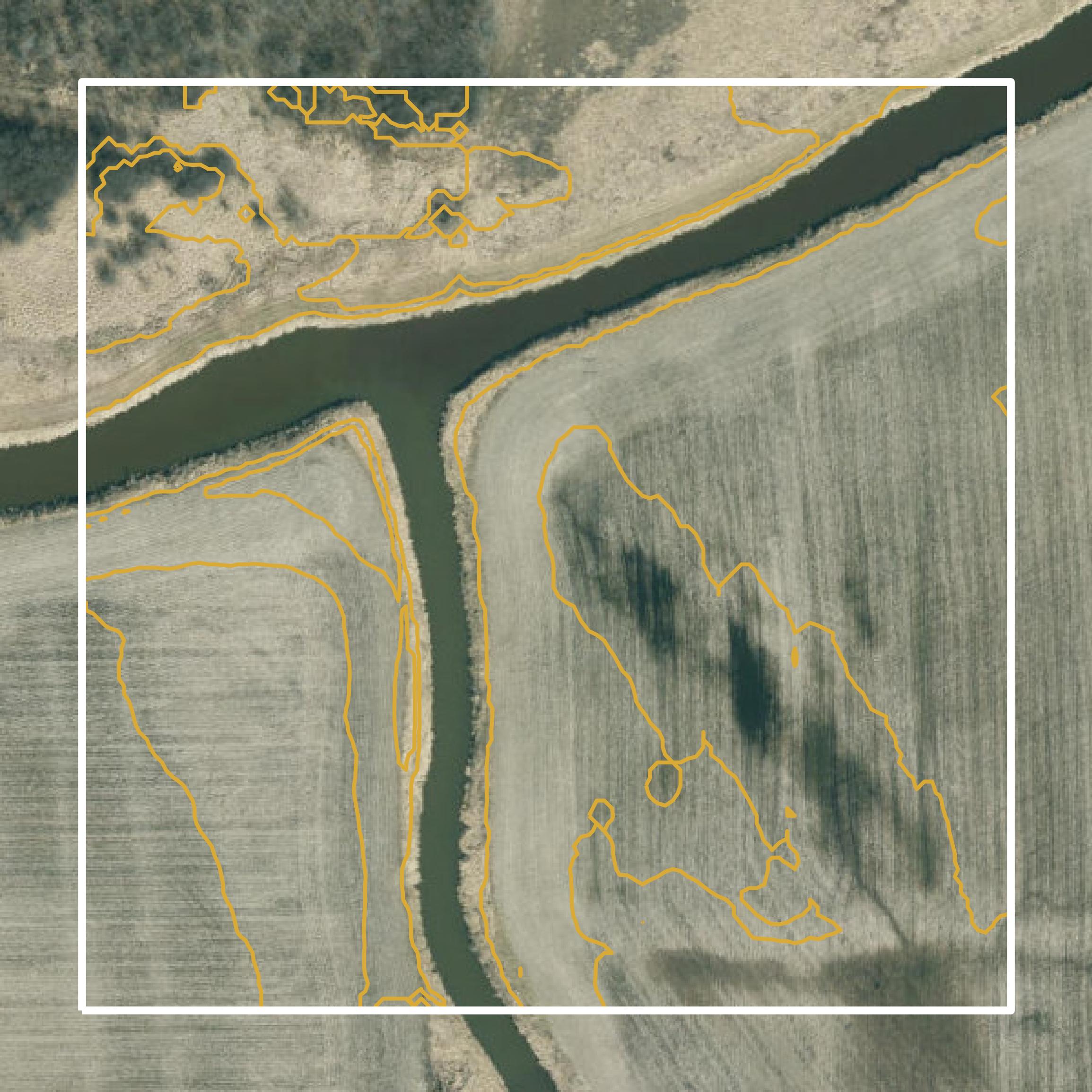 This image shows a contour map in Racine County created using GIS data in Equator.