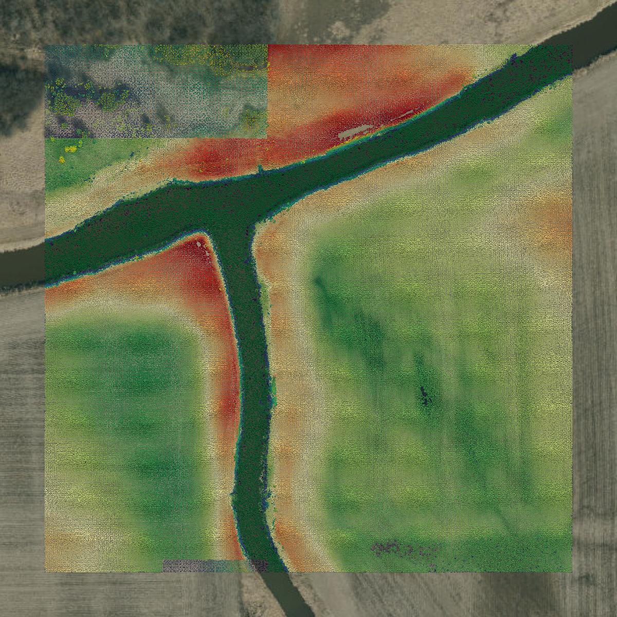 This image shows a LiDAR point cloud in Racine County created using GIS data in Equator.