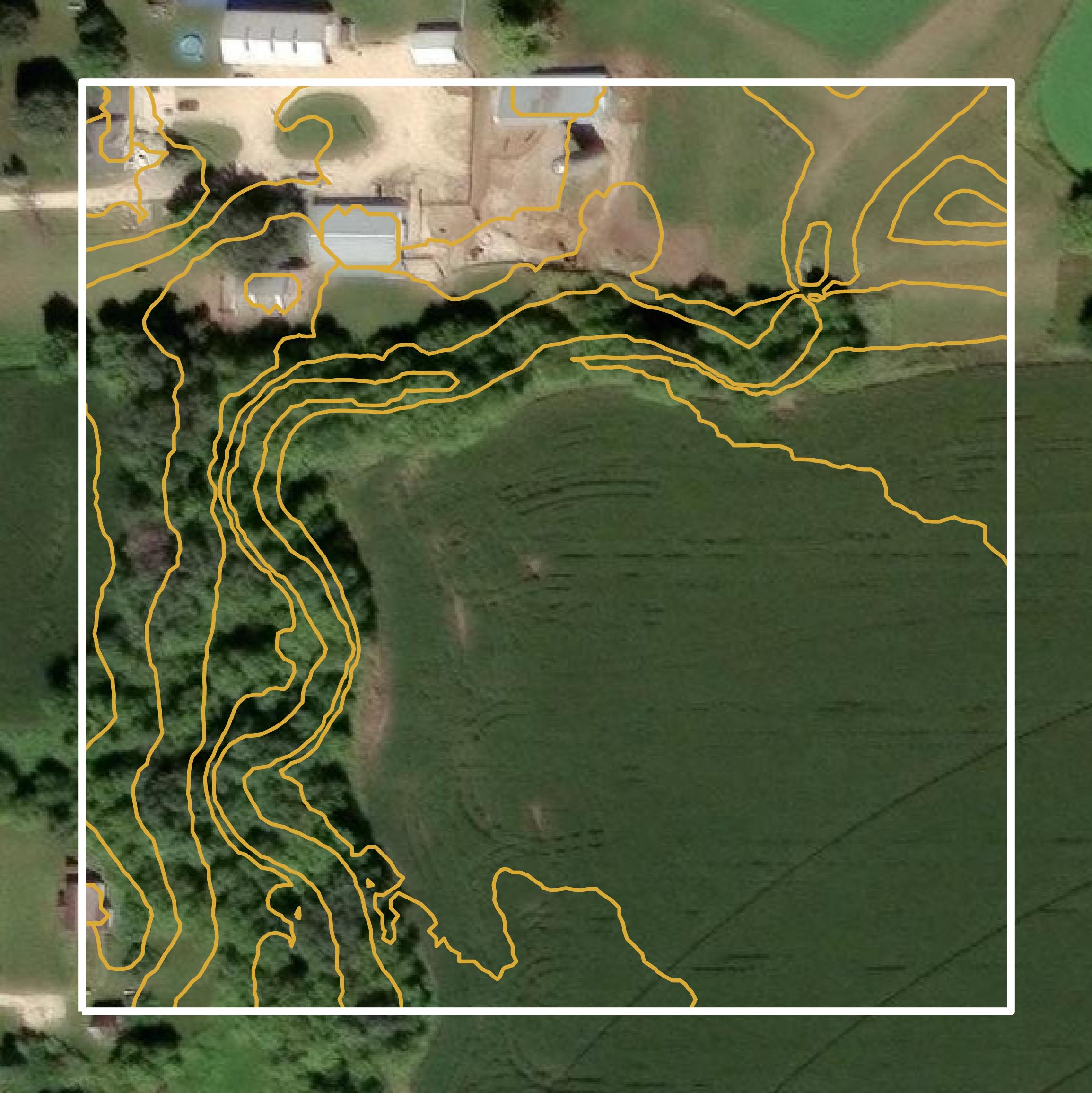This image shows a contour map in Richland County created using GIS data in Equator.
