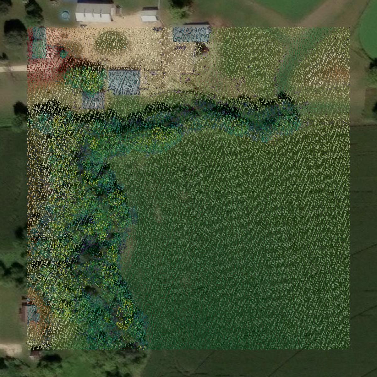 This image shows a LiDAR point cloud in Richland County created using GIS data in Equator.
