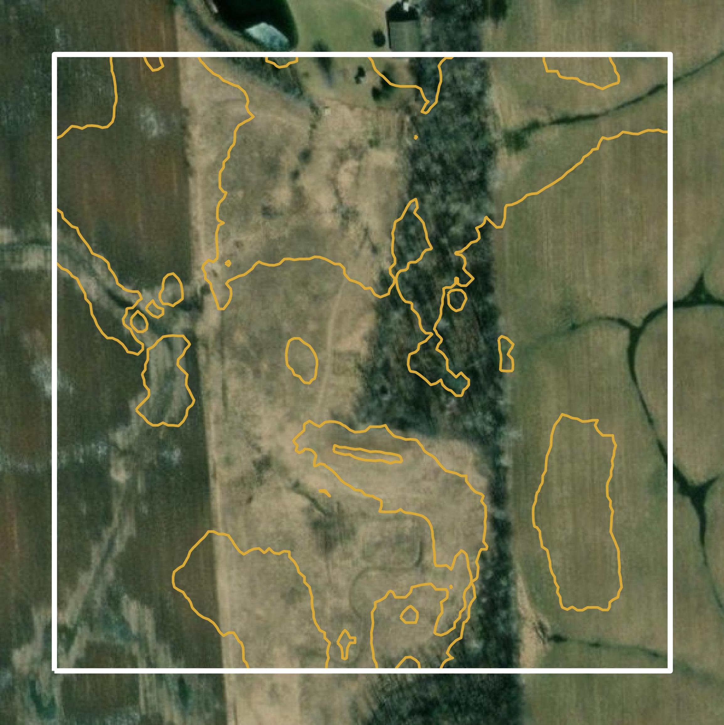 This image shows a contour map in Shawano County created using GIS data in Equator.