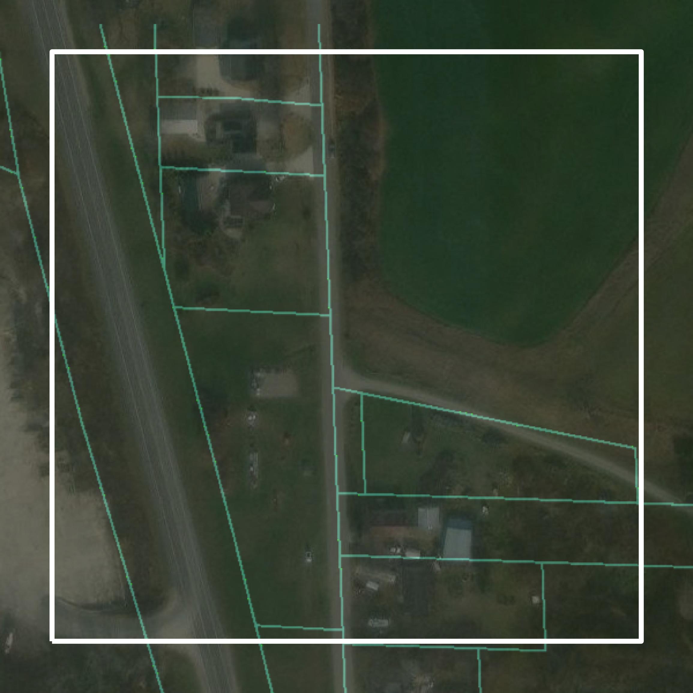 This image shows parcel and building data in Shawano County created using GIS data in Equator.