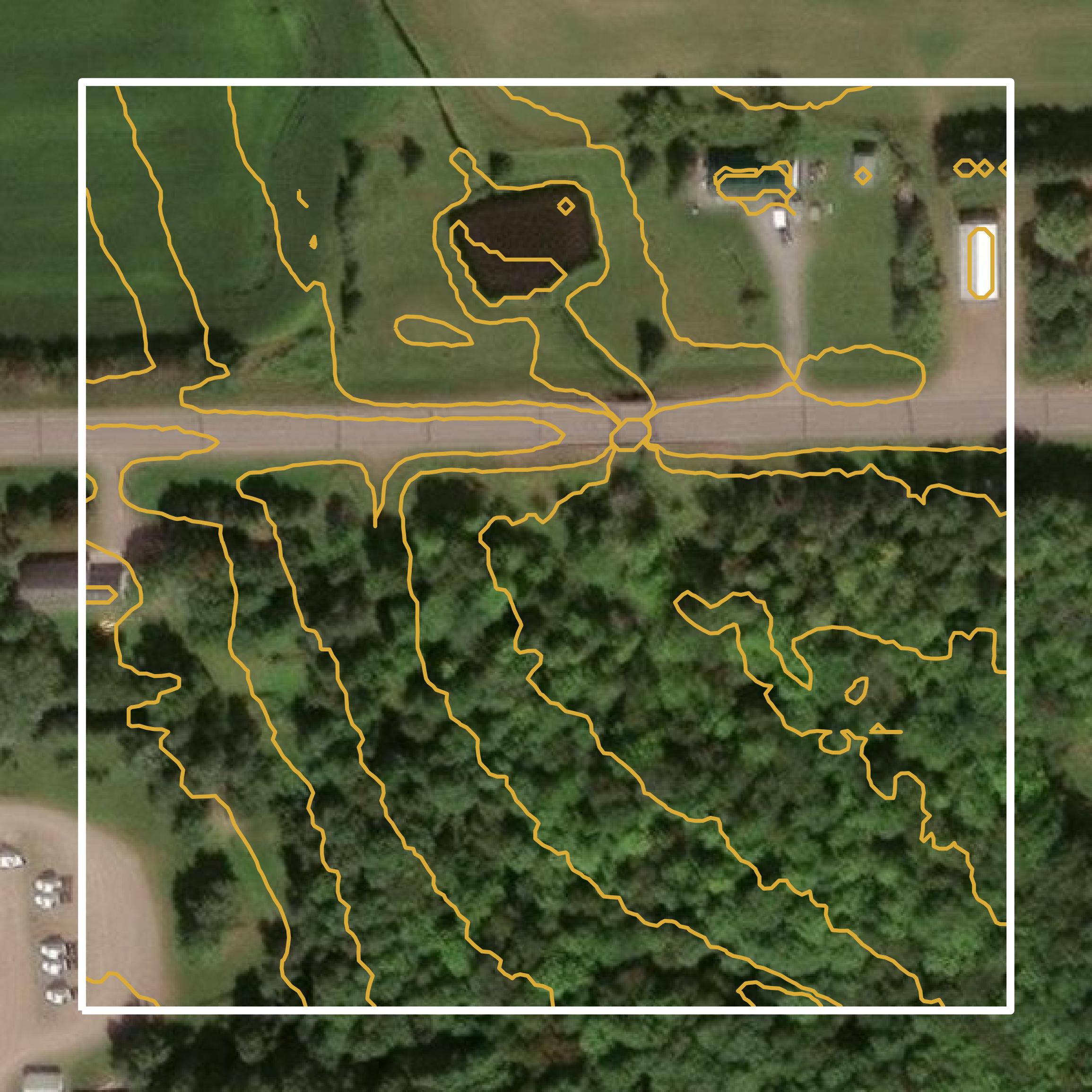 This image shows a contour map in Taylor County created using GIS data in Equator.