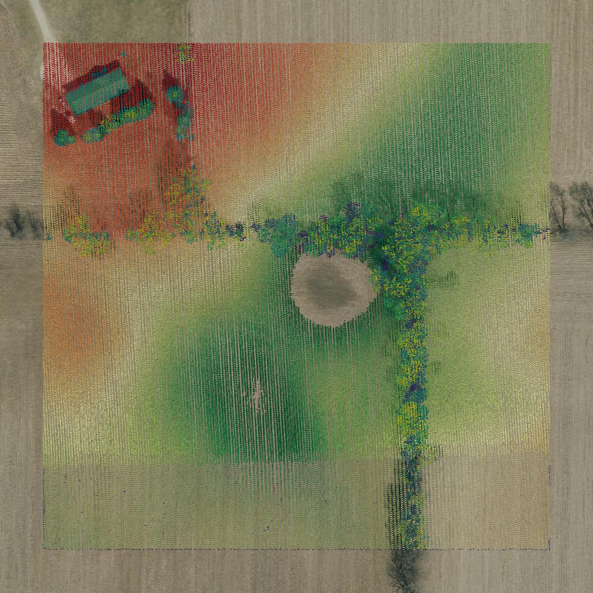 This image shows a LiDAR point cloud in Walworth County created using GIS data in Equator.