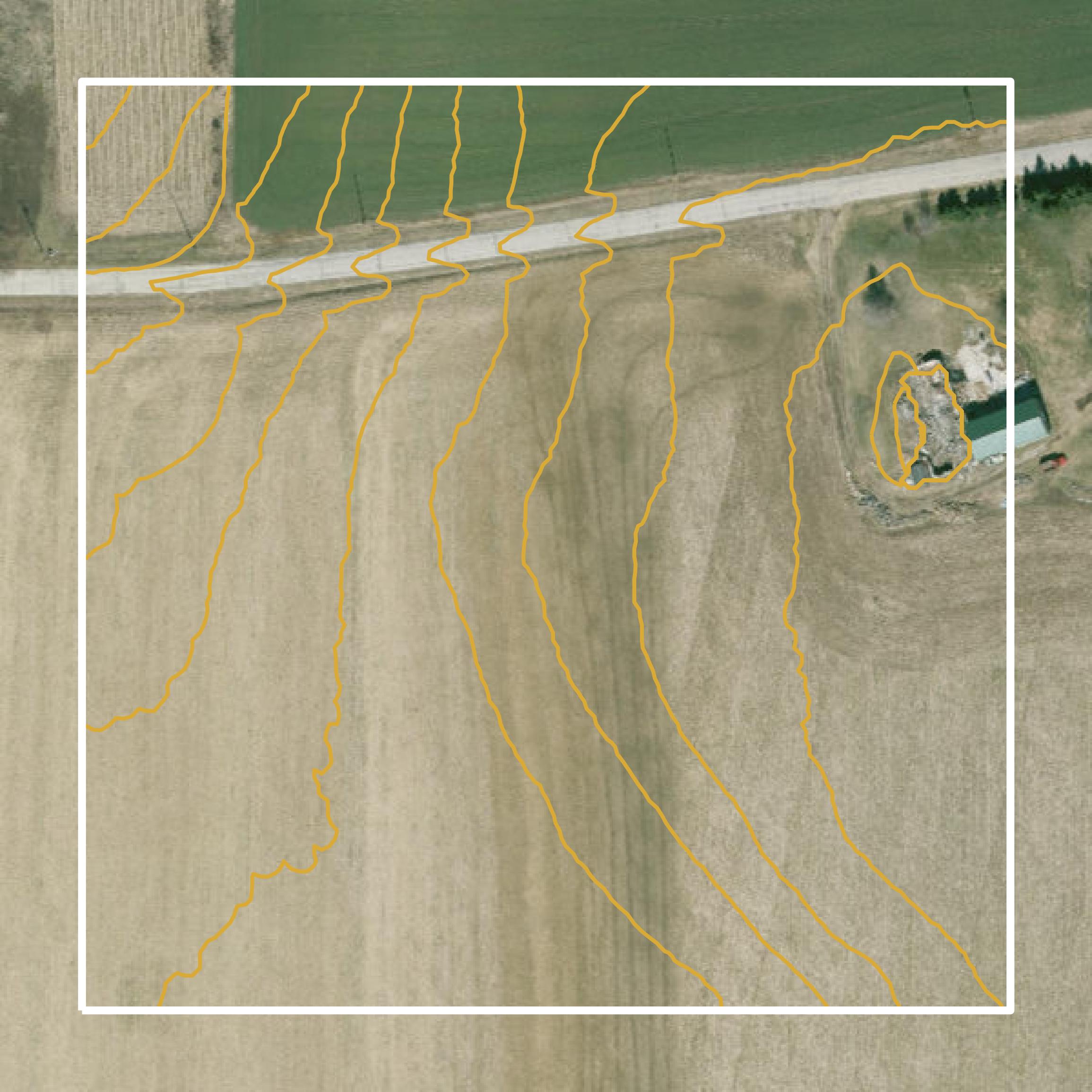 This image shows a contour map in Washington County created using GIS data in Equator.