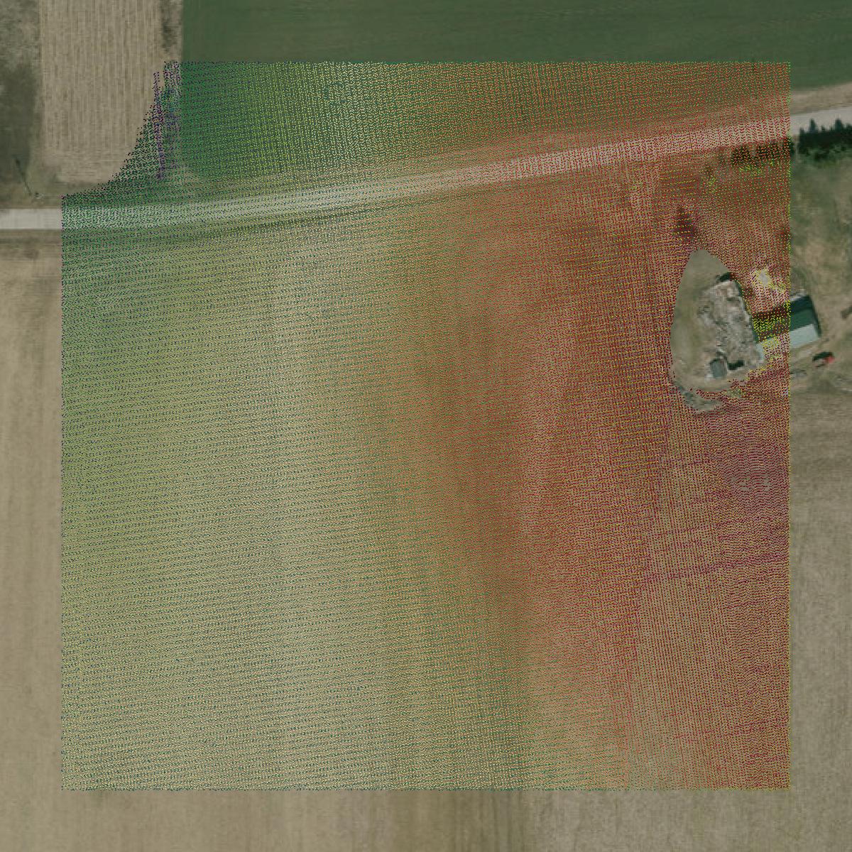 This image shows a LiDAR point cloud in Washington County created using GIS data in Equator.
