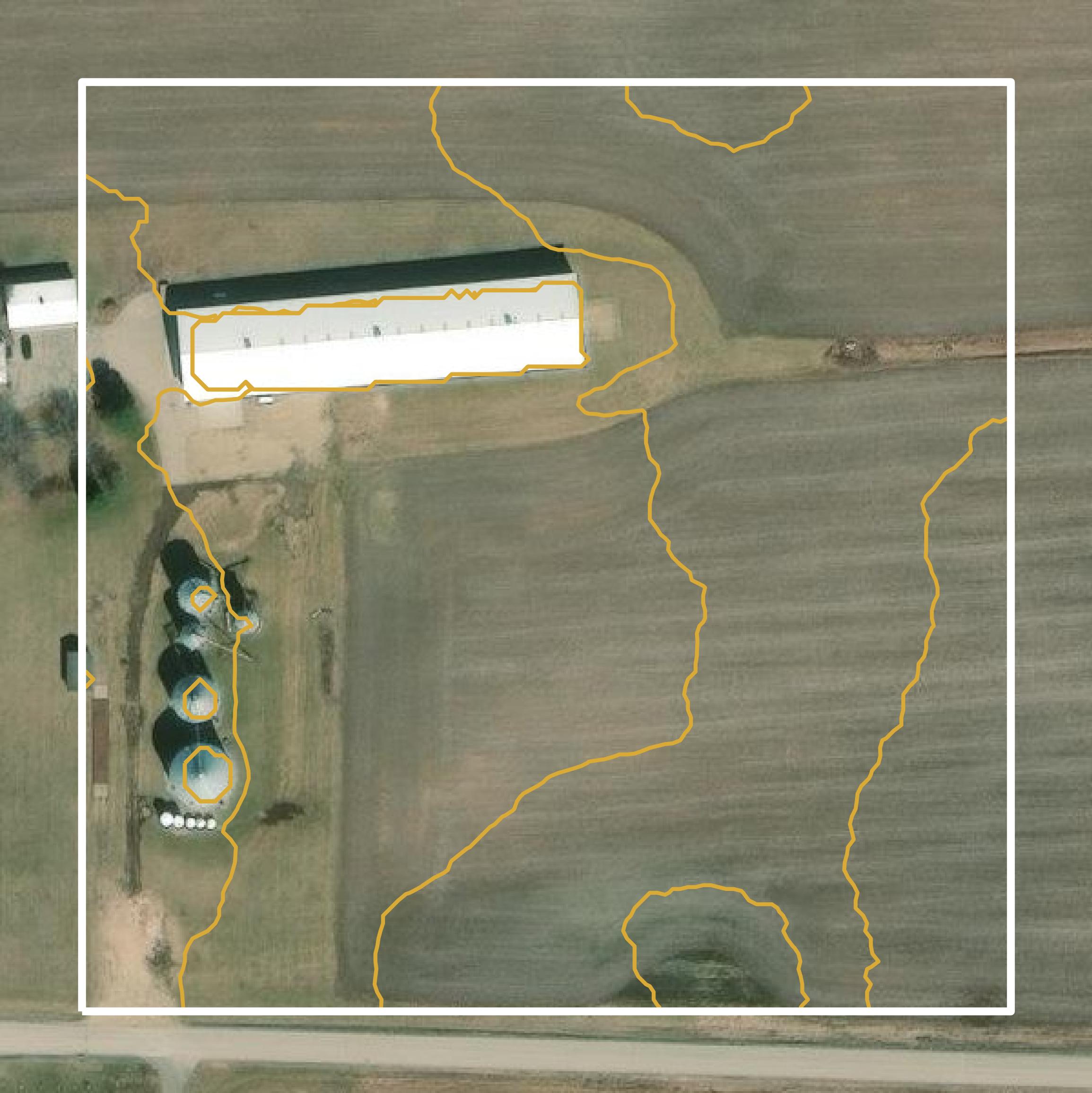 This image shows a contour map in Waupaca County created using GIS data in Equator.