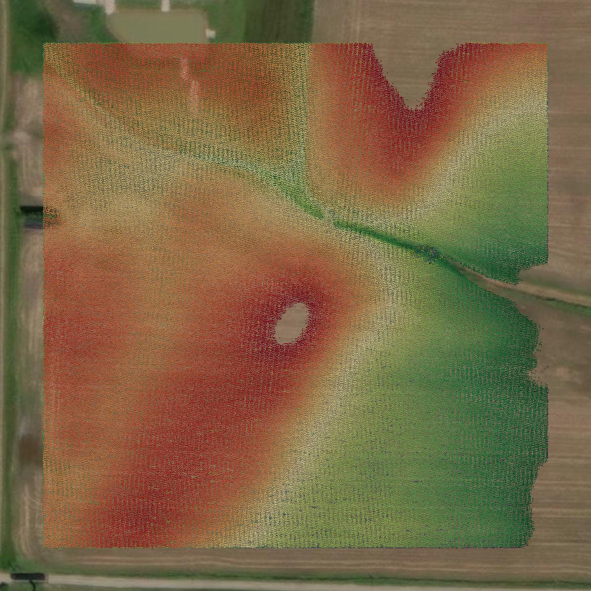 This image shows a LiDAR point cloud in Winnebago County created using GIS data in Equator.