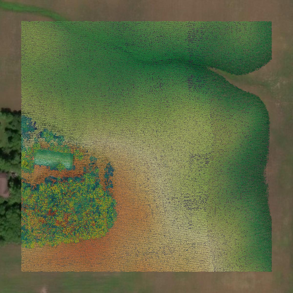 This image shows a LiDAR point cloud in Winnebago County created using GIS data in Equator.