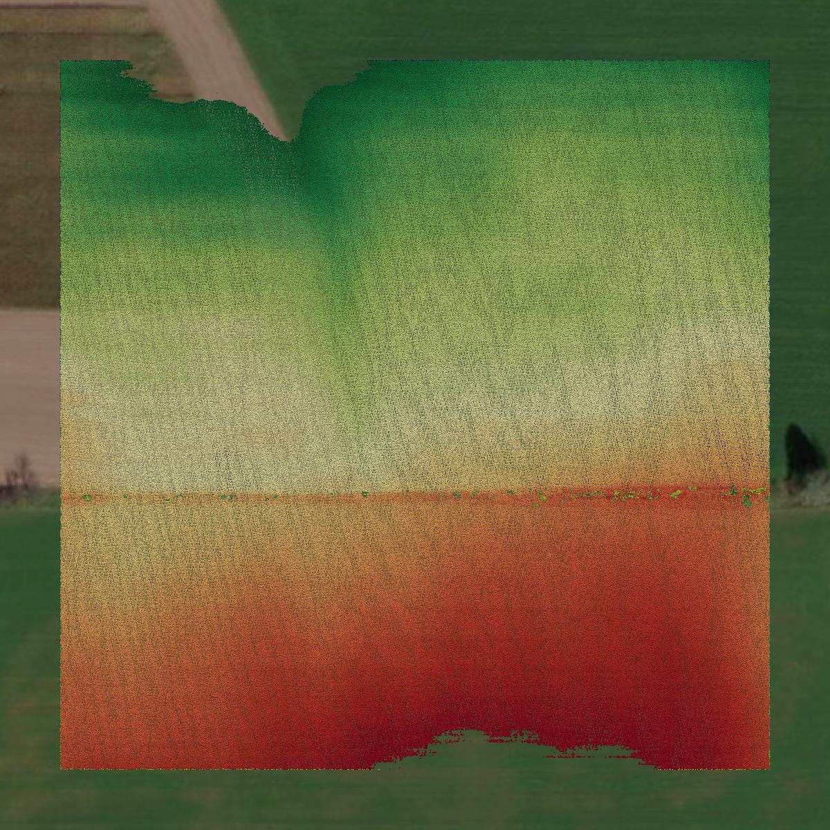 This image shows a LiDAR point cloud in Wood County created using GIS data in Equator.