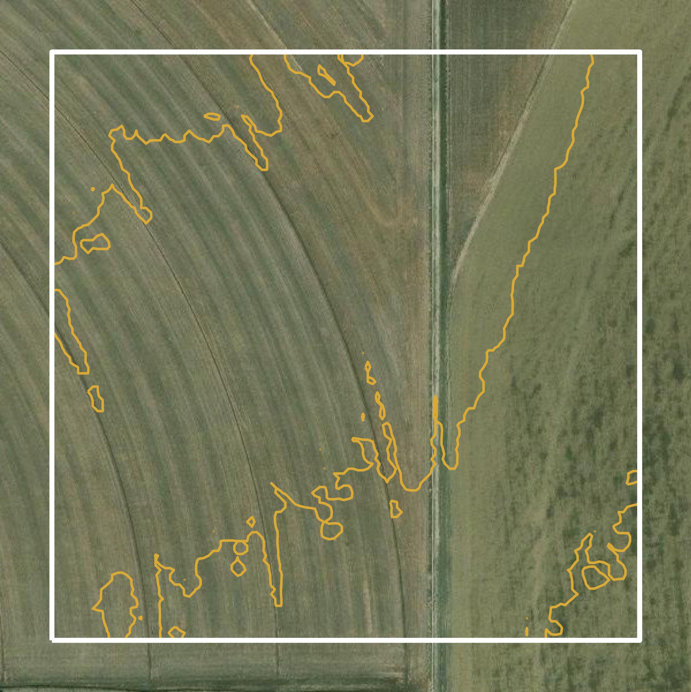 This image shows a contour map in Big Horn County created using GIS data in Equator.