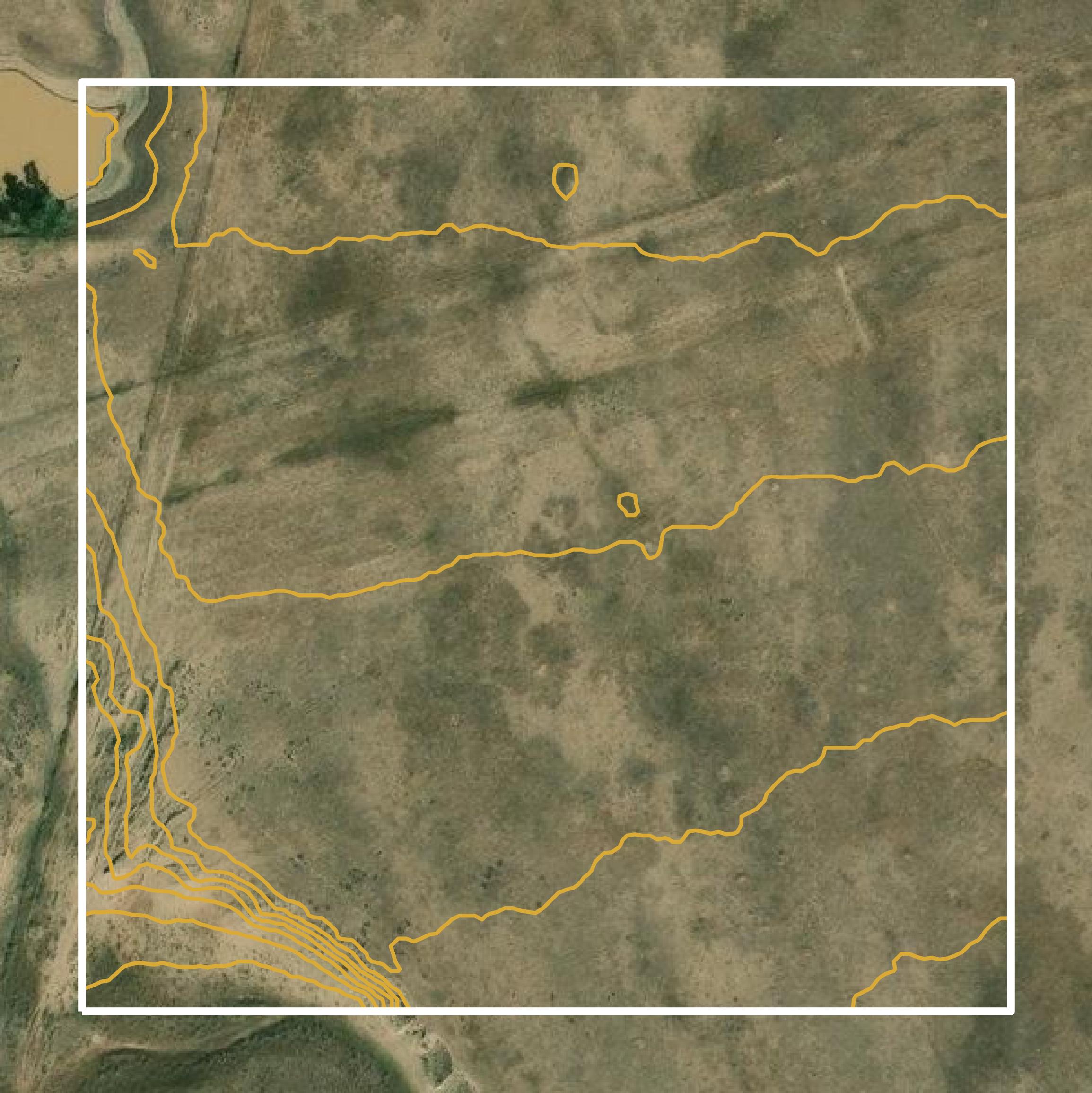 This image shows a contour map in Campbell County created using GIS data in Equator.