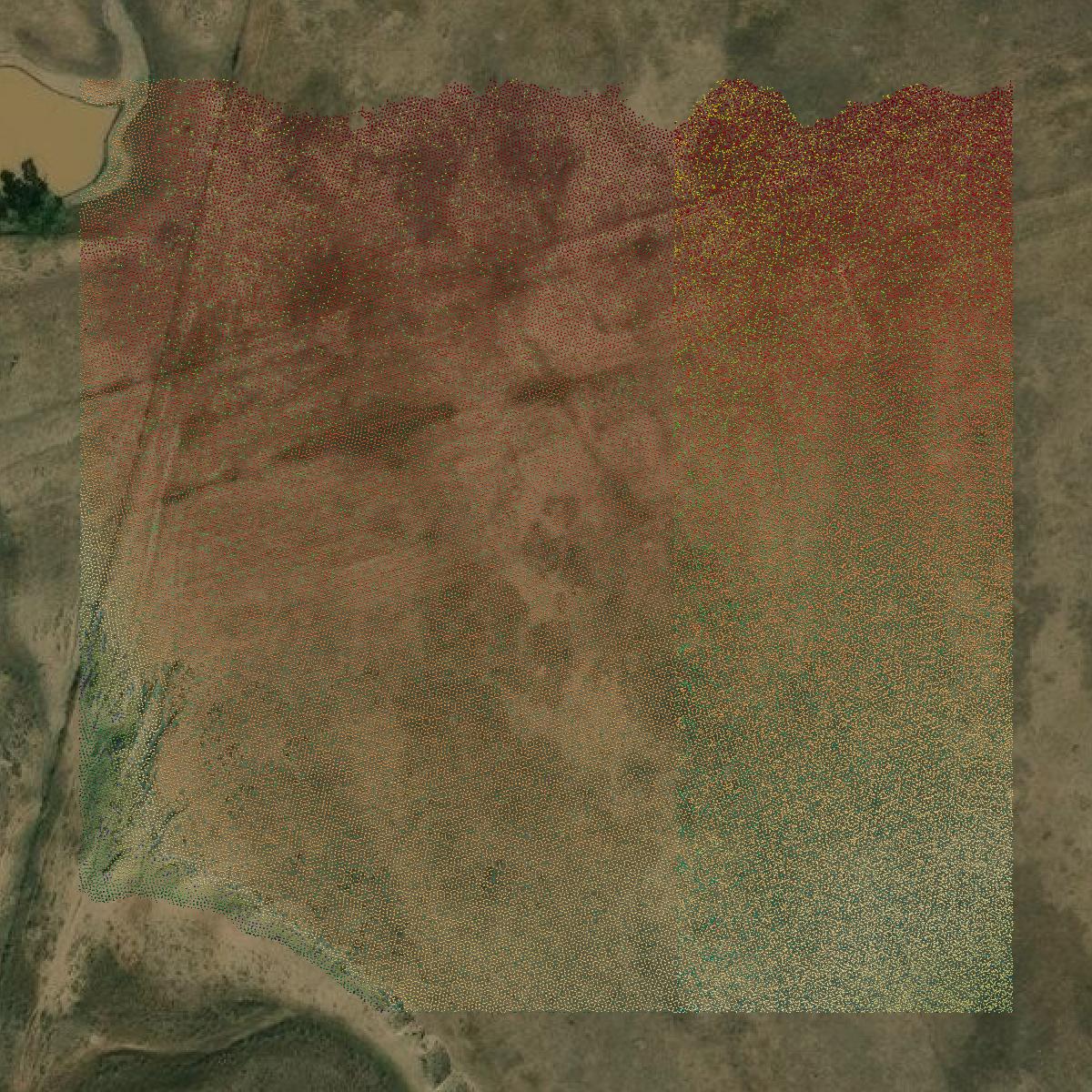 This image shows a LiDAR point cloud in Campbell County created using GIS data in Equator.