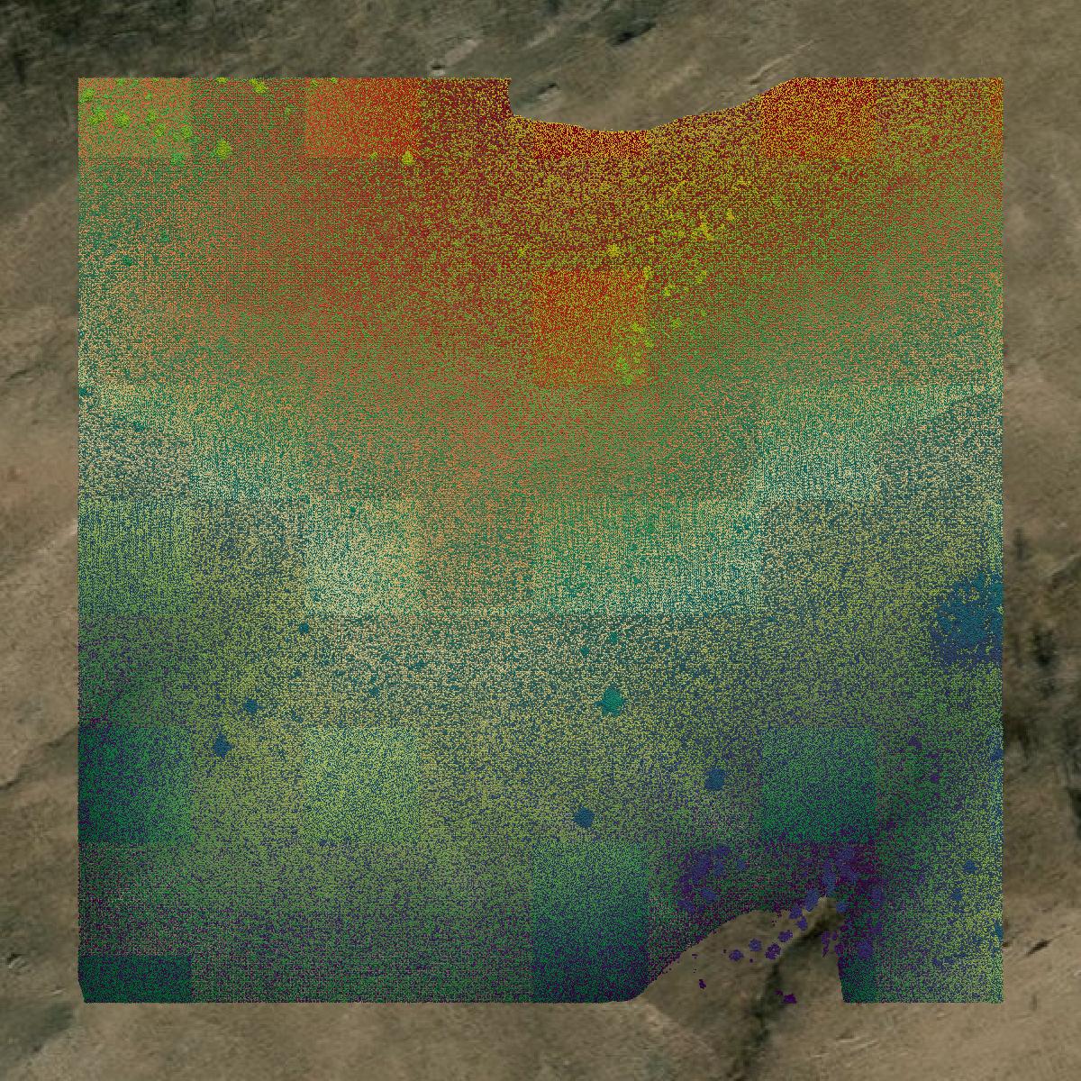 This image shows a LiDAR point cloud in Carbon County created using GIS data in Equator.