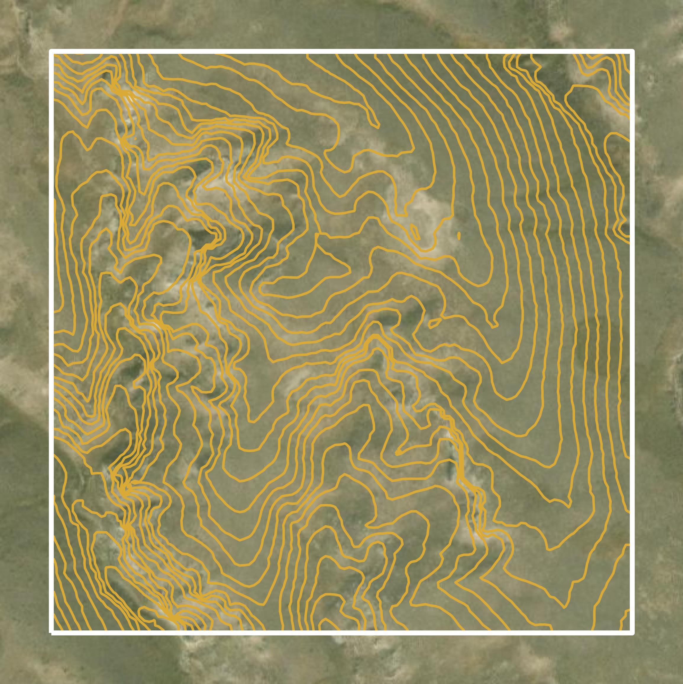 This image shows a contour map in Converse County created using GIS data in Equator.