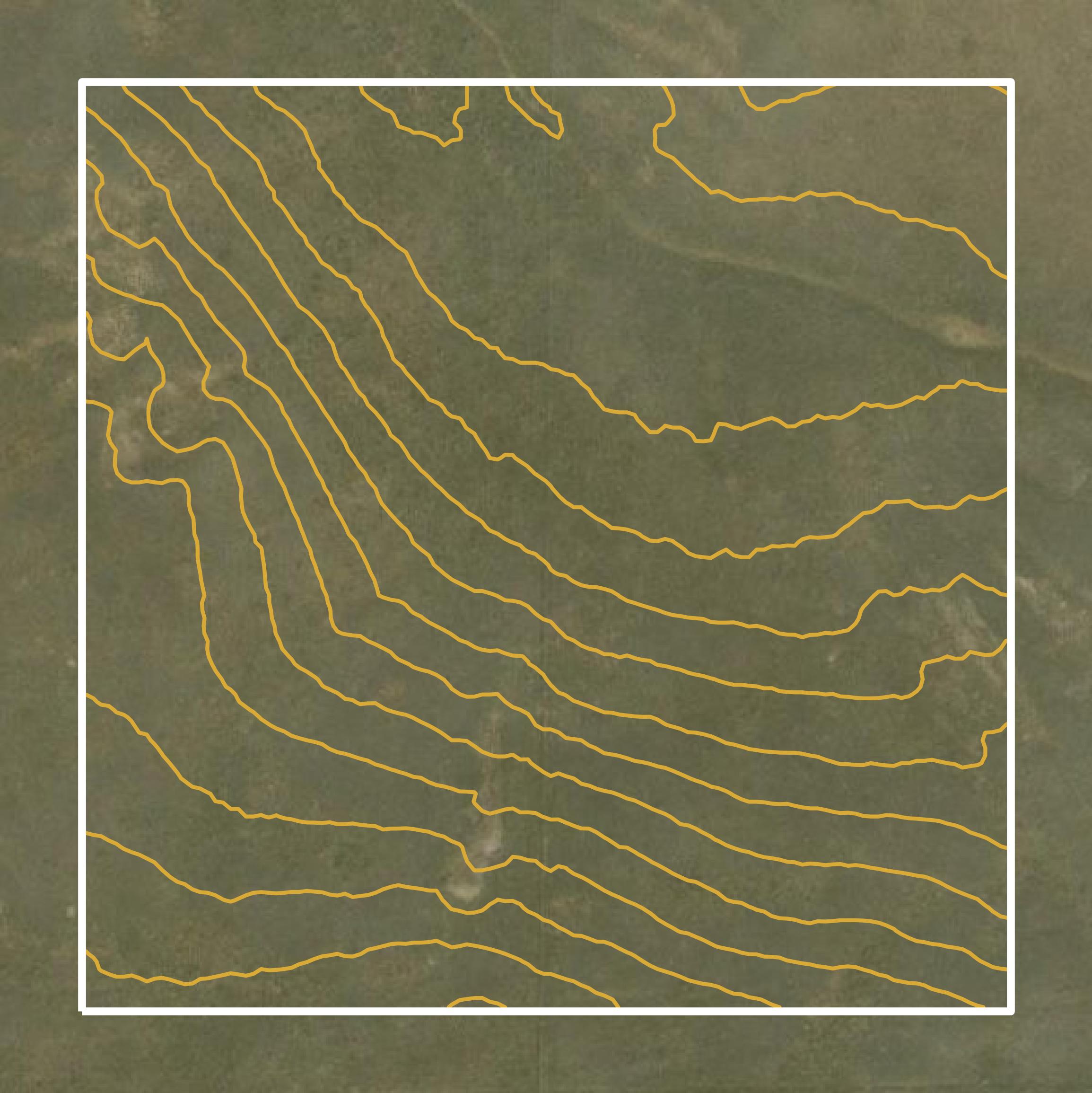 This image shows a contour map in Converse County created using GIS data in Equator.