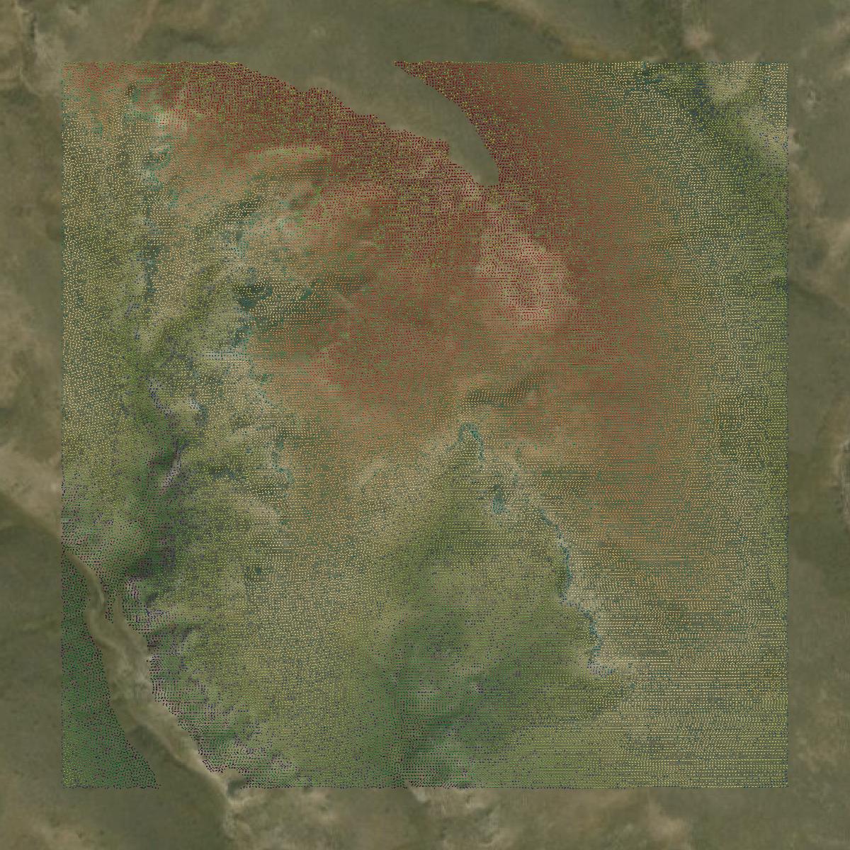 This image shows a LiDAR point cloud in Converse County created using GIS data in Equator.